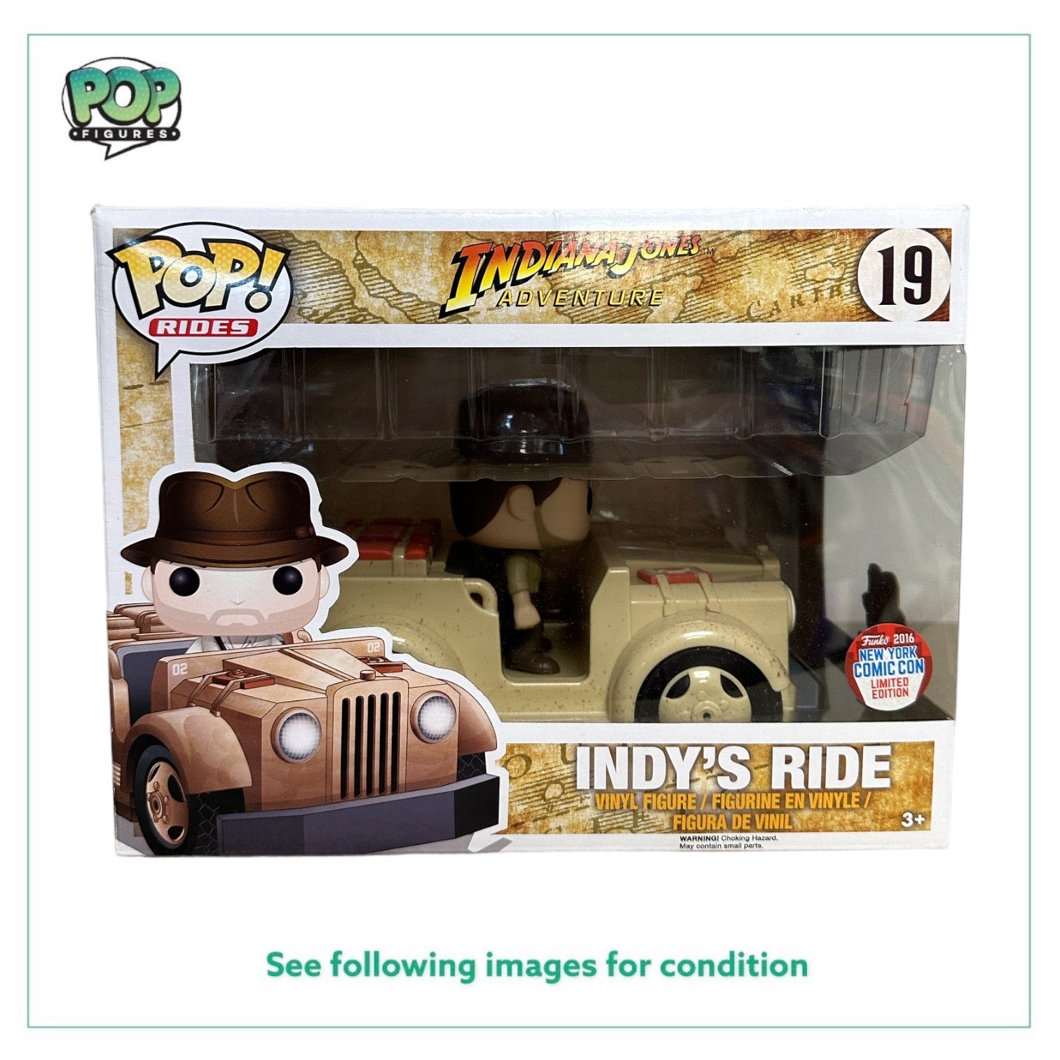 Indy's Ride #19 Funko Pop Rides! - Indiana Jones Adventure - NYCC 2016 Exclusive - Condition 7.5/10