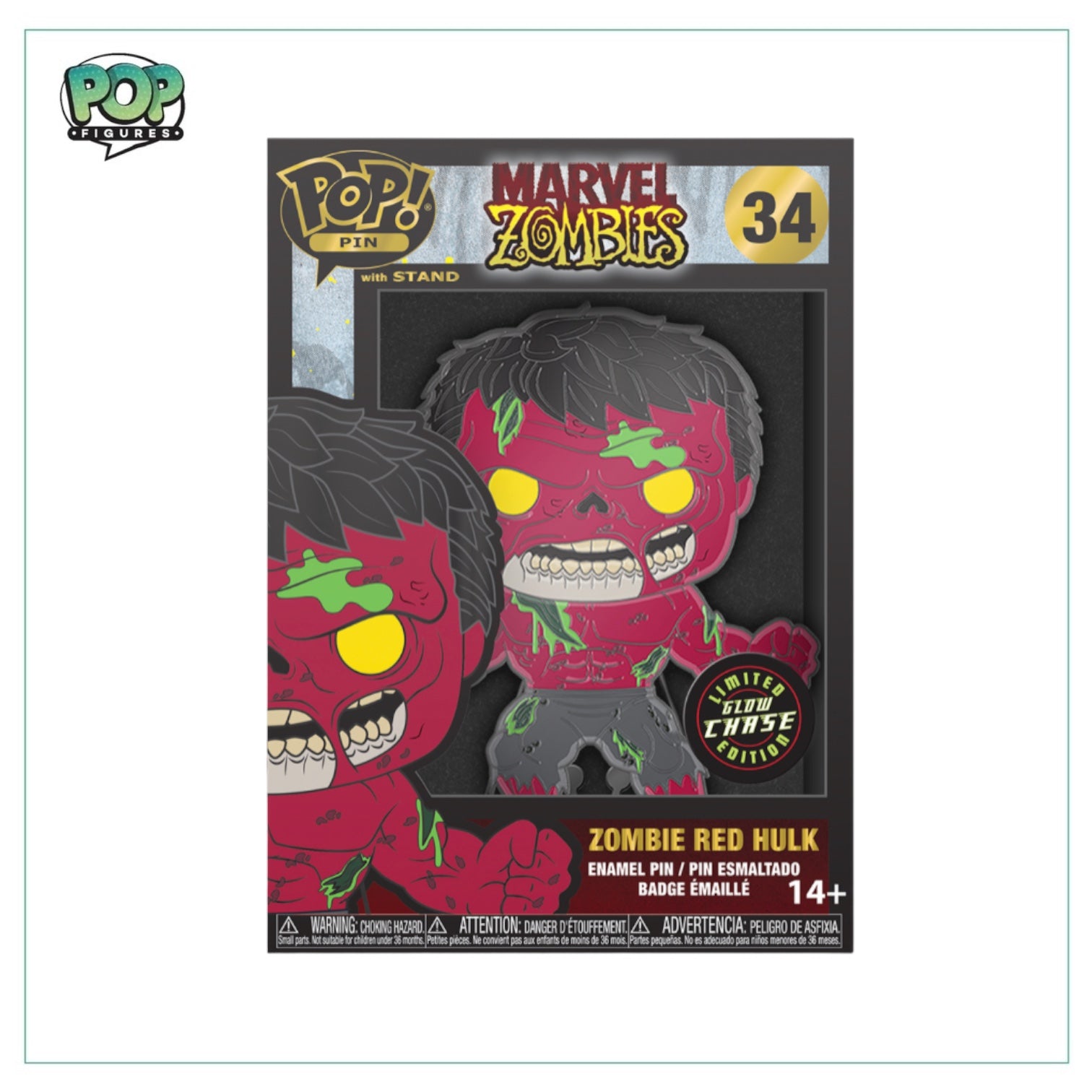 Zombie Hulk #34 Enamel Pop! Pin - Marvel Zombie - Glows in the Dark - Chance of Chase