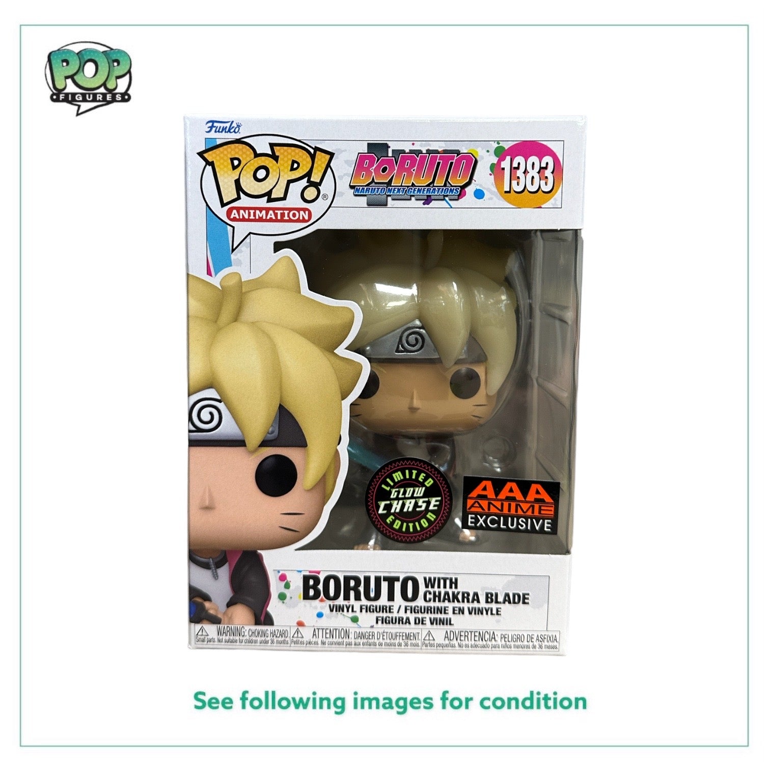Boruto with Chakra Blade #1383 (Glow Chase) Funko Pop! - Boruto: Naruto Next Generations - AAA Anime Exclusive - Condition 9.5/10