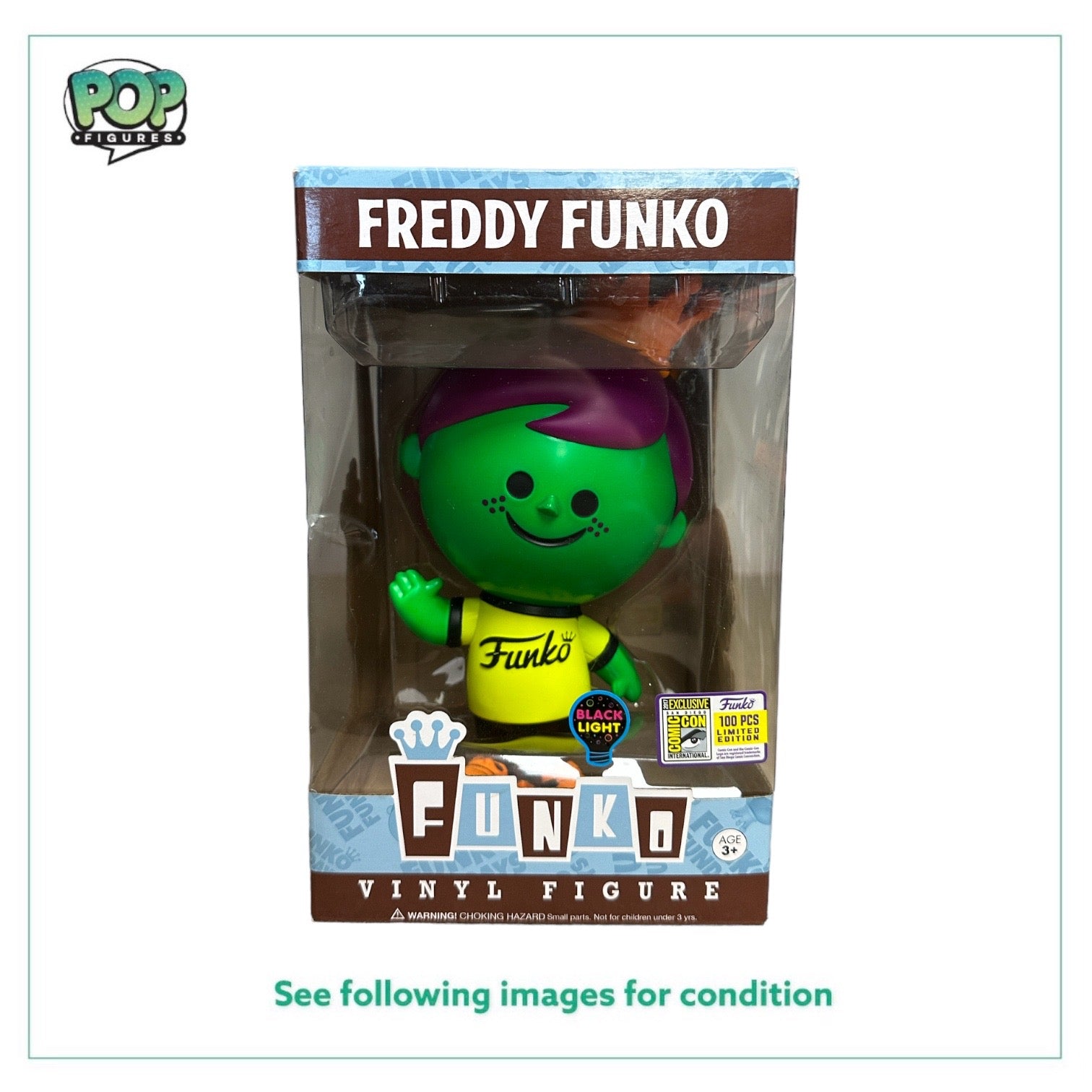 Freddy Funko Black Light (Green & Purple) Retro Vinyl Figure! - SDCC 2017 Exclusive LE100 Pcs - Condition 7/10