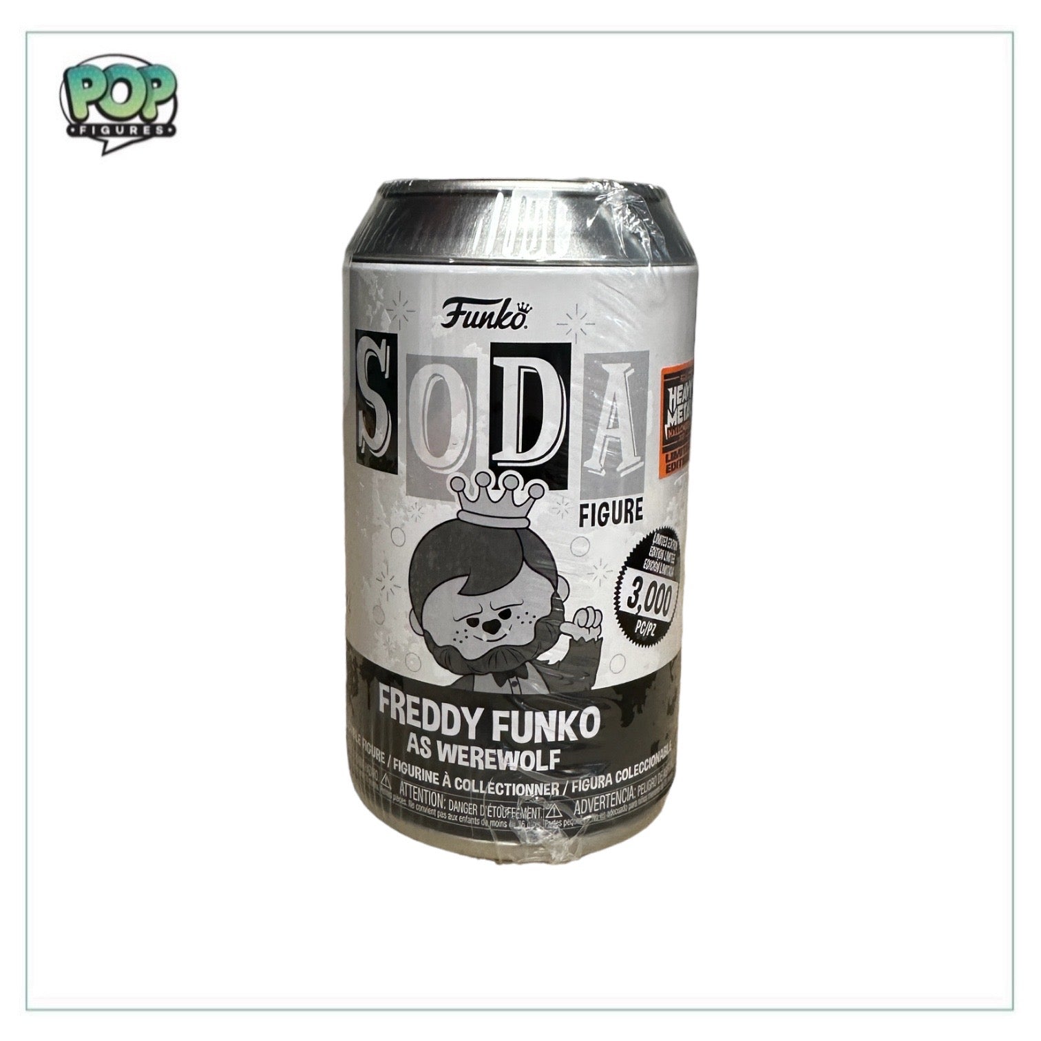 Freddy Funko as Werewolf (Black & White) Funko Soda Vinyl Figure! - Heavy Metal Halloween 2023 Exclusive LE3000 Pcs