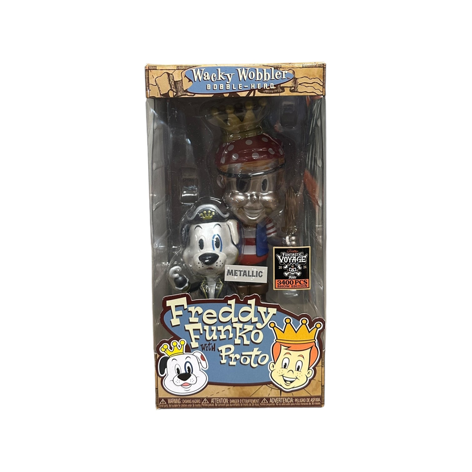 Freddy Funko with Proto (Metallic) Funko Wacky Wobbler - Freddy's Funtastic Voyage 2024 Show Edition LE3400 Pcs