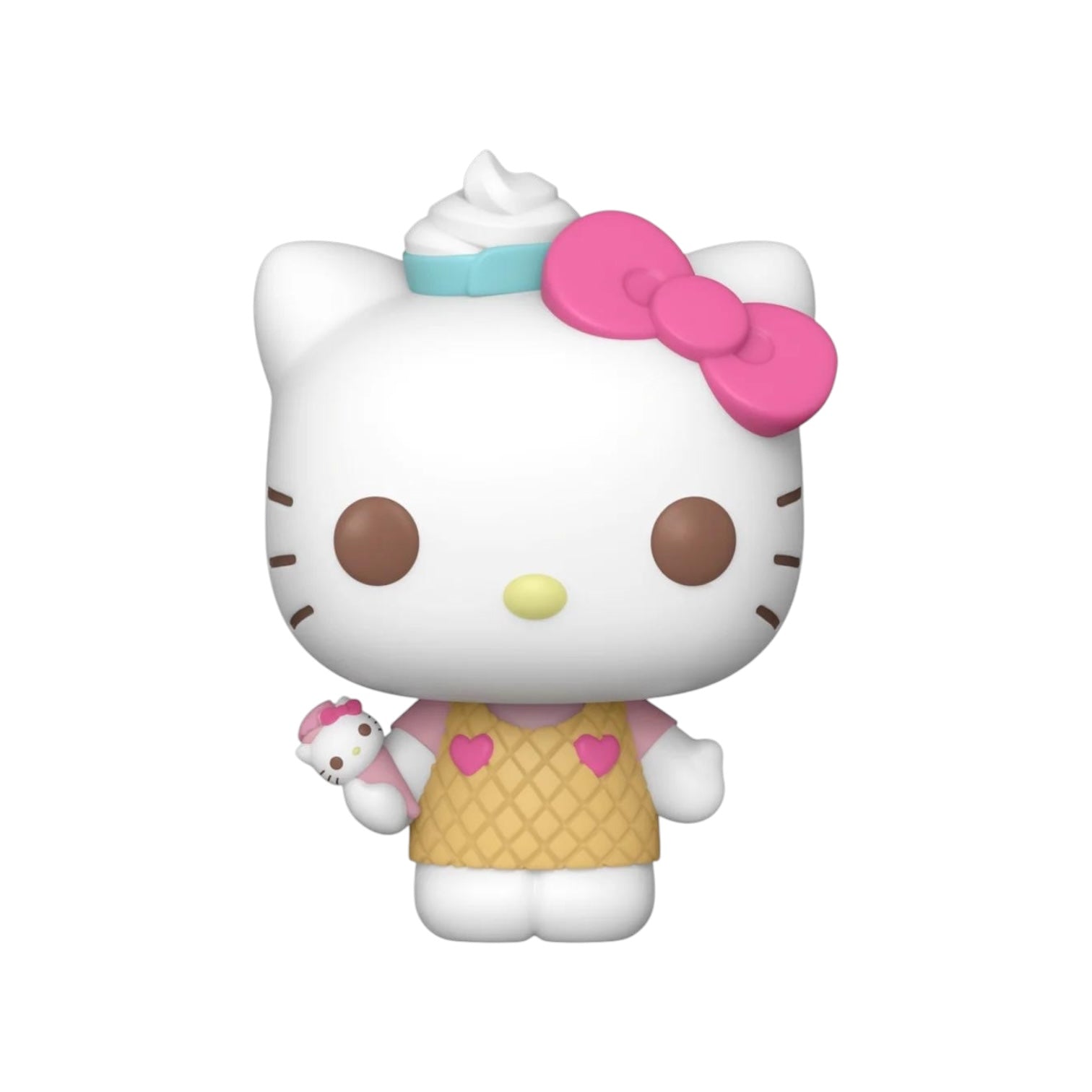 standing 8.9 cm tall hello kitty displaying all her cuteness holding a ice cream that looks just like her
