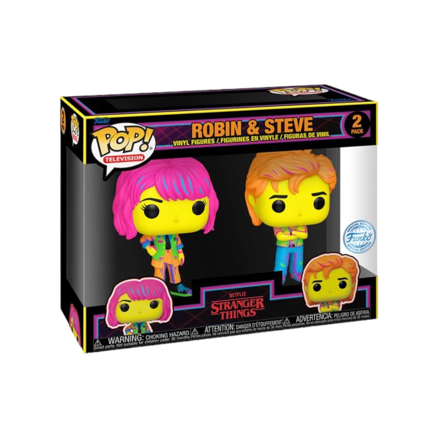 Robin & Steve (Blacklight) 2 Pack Funko Pop! - Stranger Things - Pop Figures Exclusive