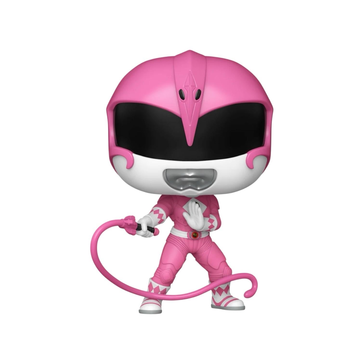 The Pink Power Ranger in her iconic Pink suit with whip