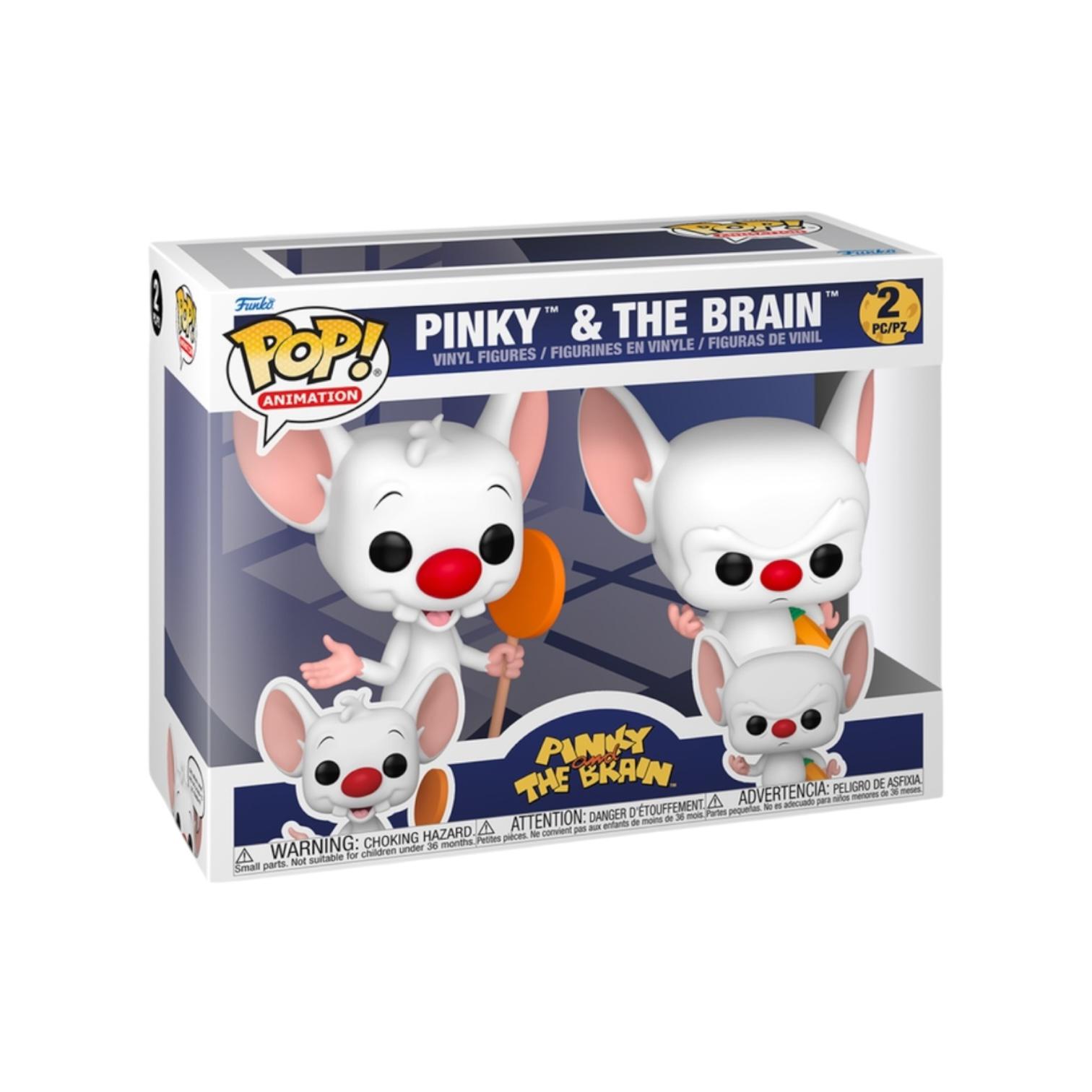 Funko Pop! packaging of Pinky and the Brain figures on a white background