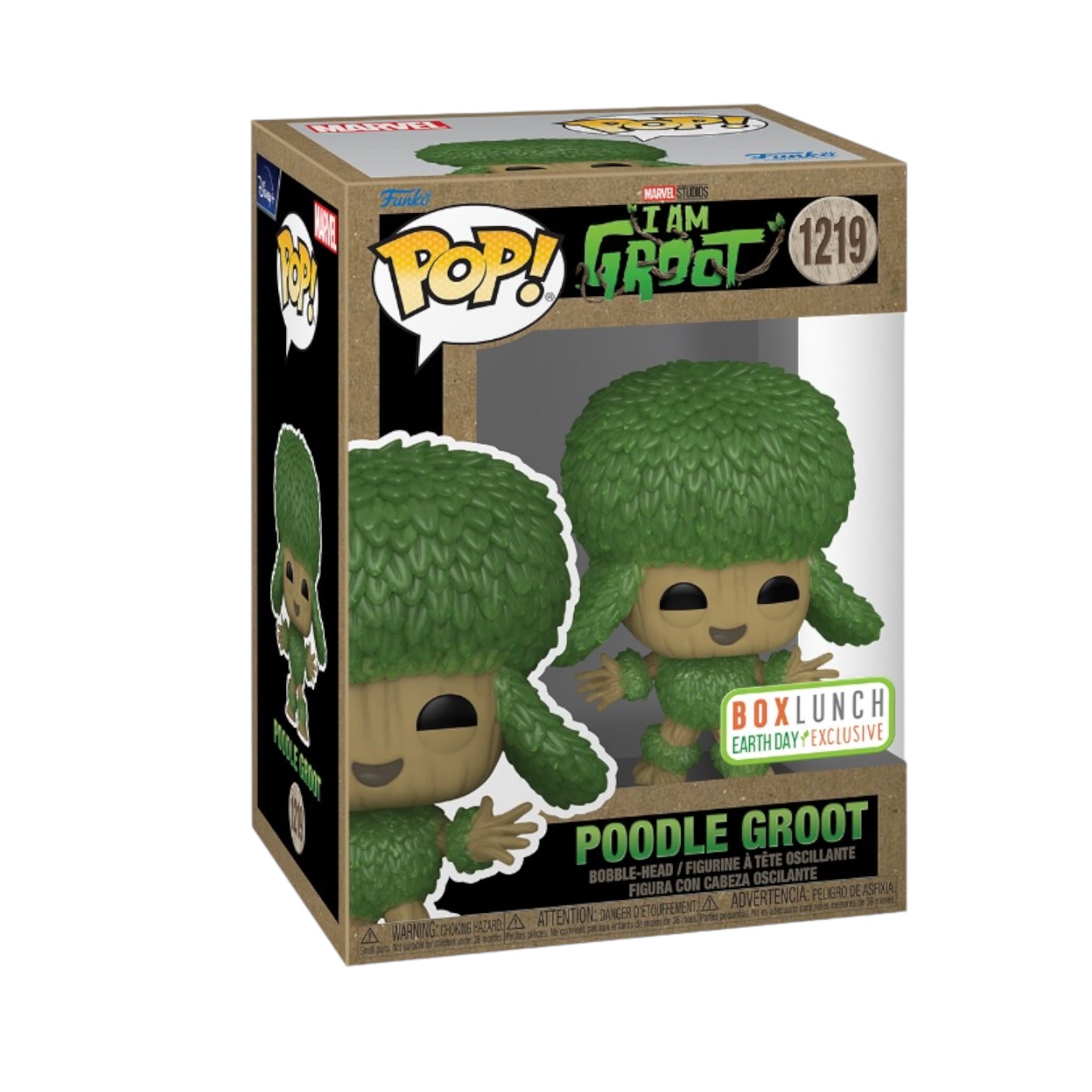 Funko Pop! #1219 Poodle Groot, an Earth Day exclusive from Boxlunch, shows Groot styled as an adorable poodle.
