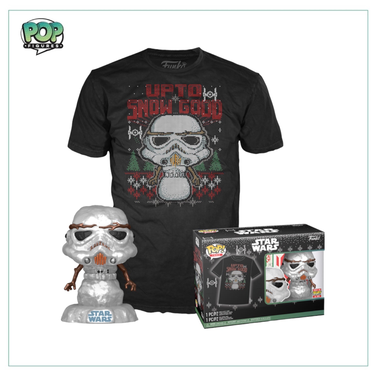 Luke Skywalker with child Funko Pop! and tee set, a special Star Wars exclusive, ideal for fans and collectors alike.