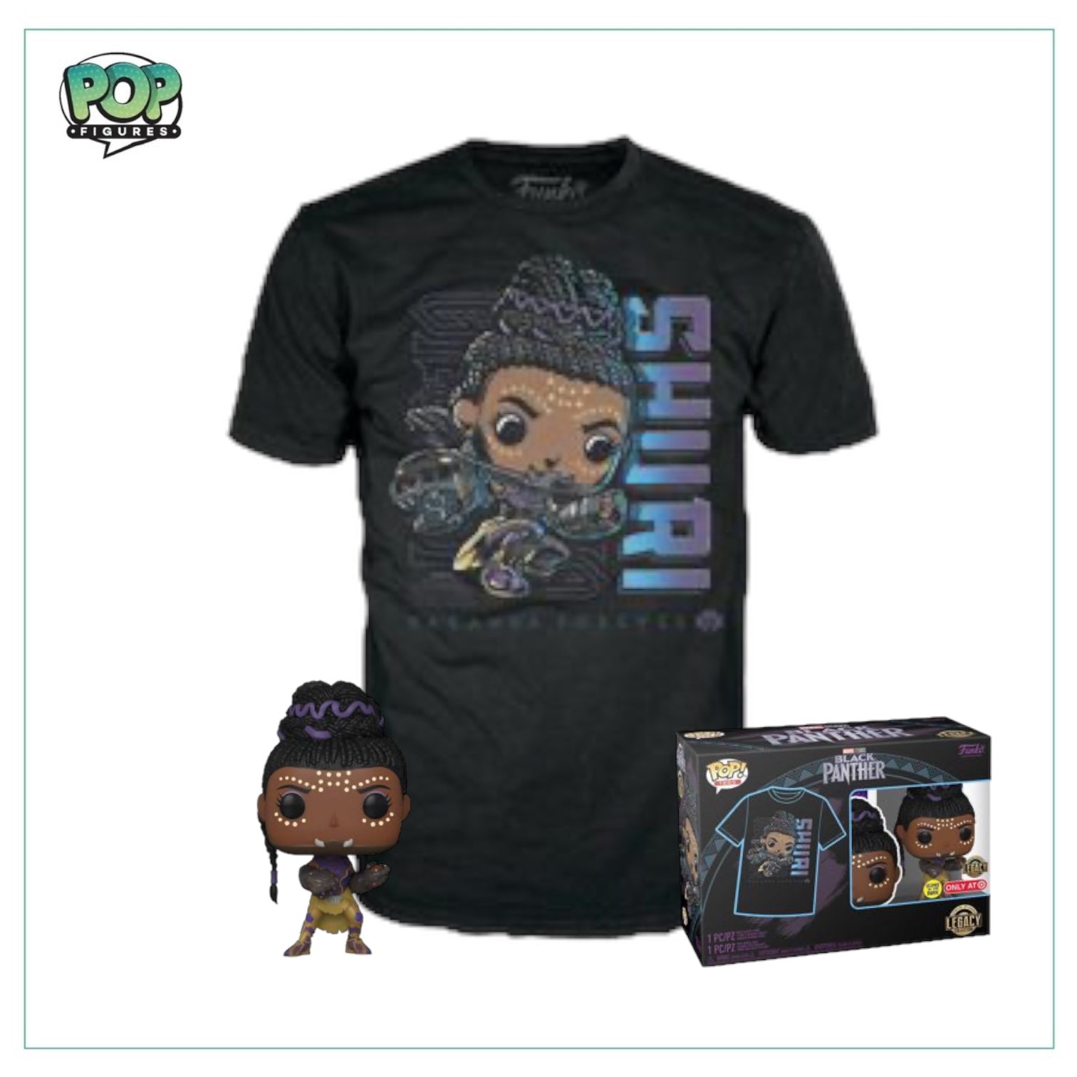 Shuri Pop and Tee from Black Panther's Legacy Collection, glows in the dark, available only at Target.