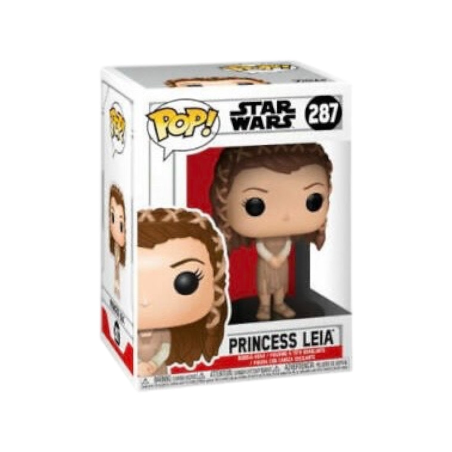 Funko Pop! figure of Princess Leia in Ewok Village attire from Star Wars, showcasing her iconic hairstyle and outfit.