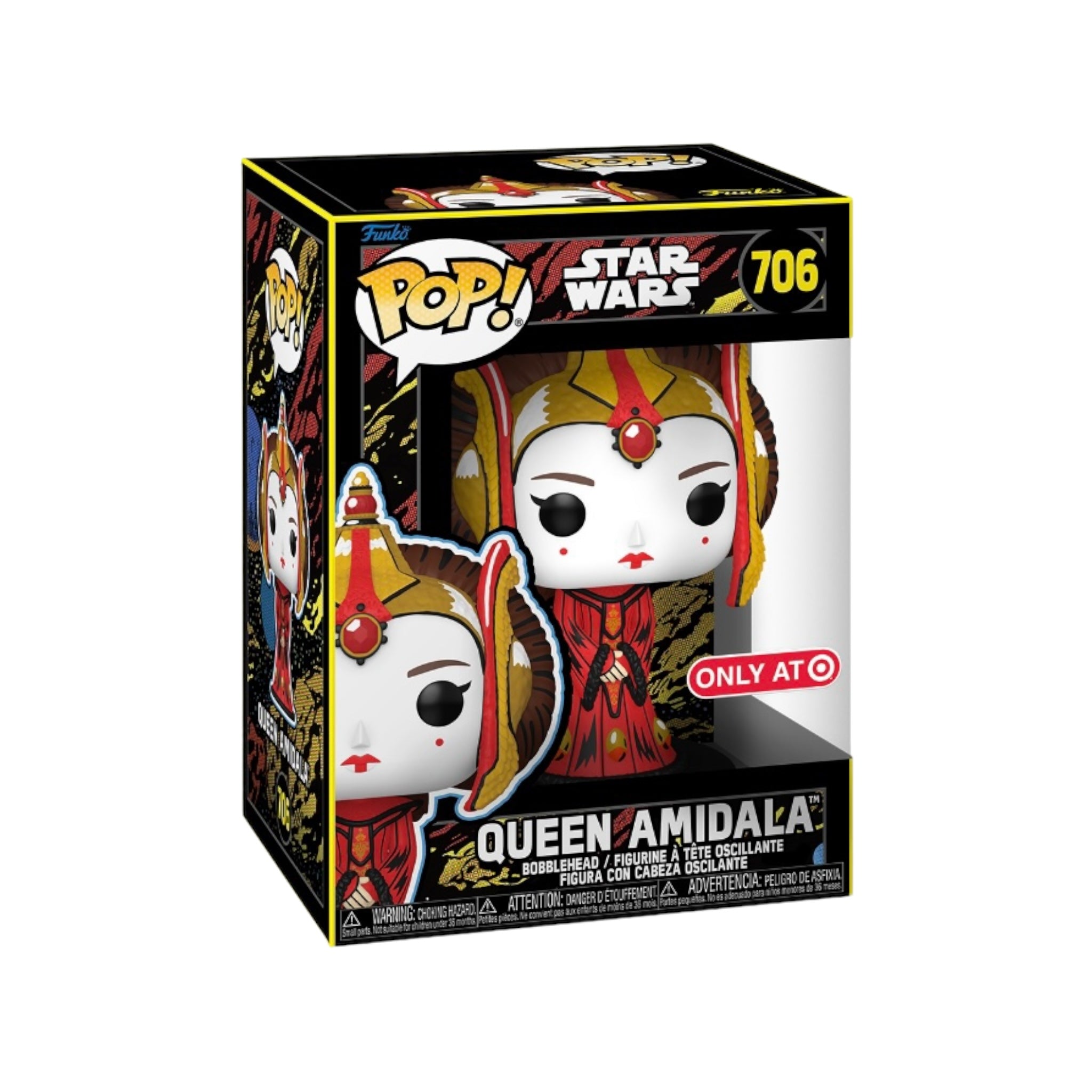 Funko Pop! of Queen Amidala #706 from Star Wars: The Phantom Menace, a Target Exclusive featuring retro design.