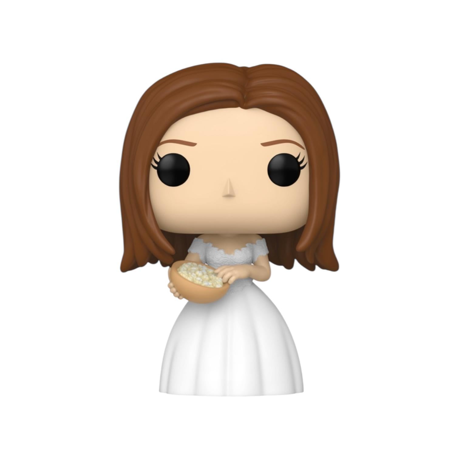 Funko Pop! vinyl figure of a character in a white dress holding popcorn on a white background
