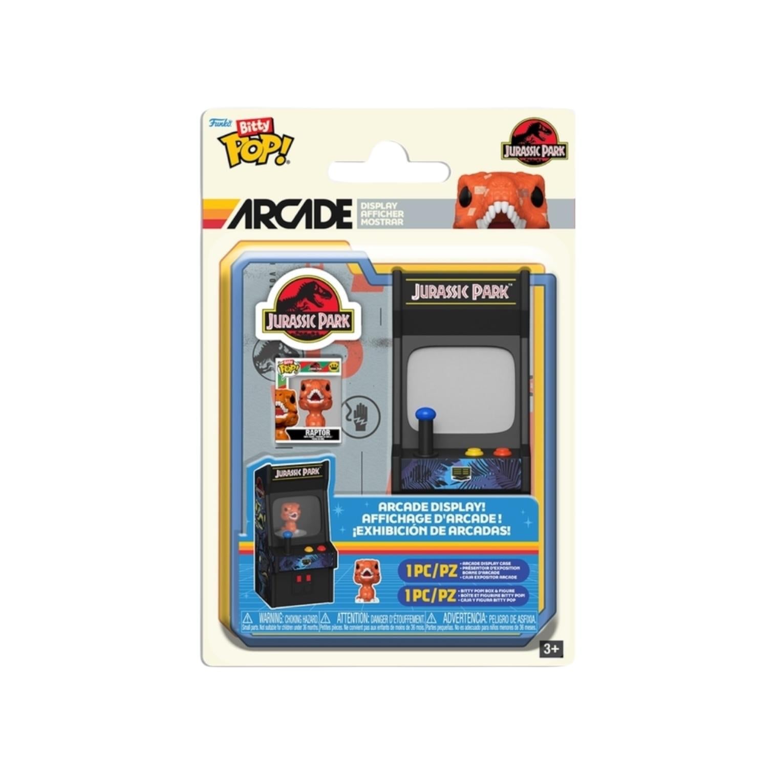 Raptor Bitty Arcade Display on a white background