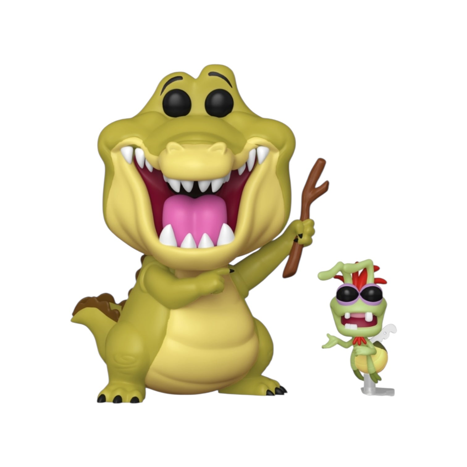 Two cartoon-style alligator figures, one larger and one smaller, on a white background.