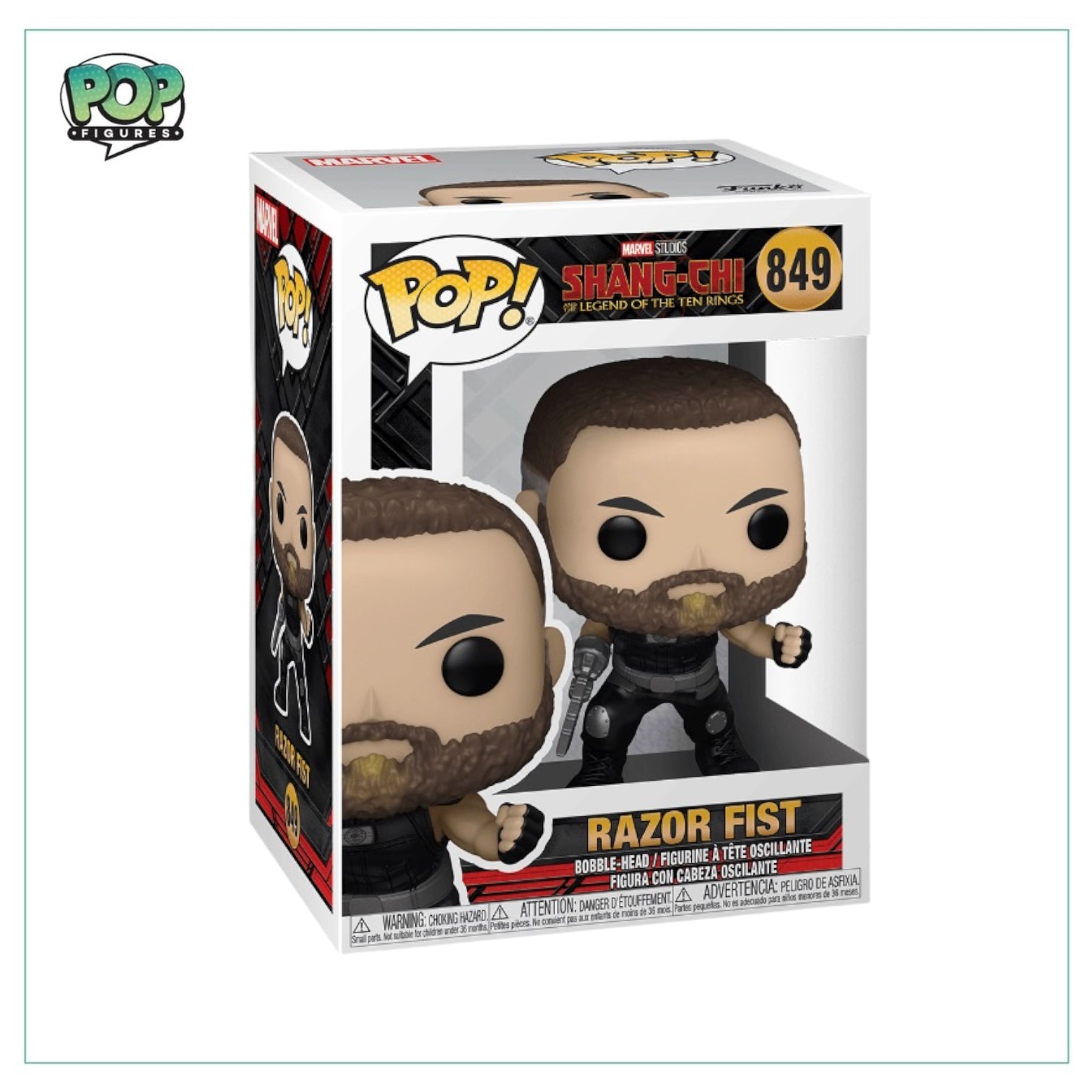 Funko Pop! figure of Razor Fist from Shang-Chi and the Legend of the Ten Rings, featuring his signature weapon.
