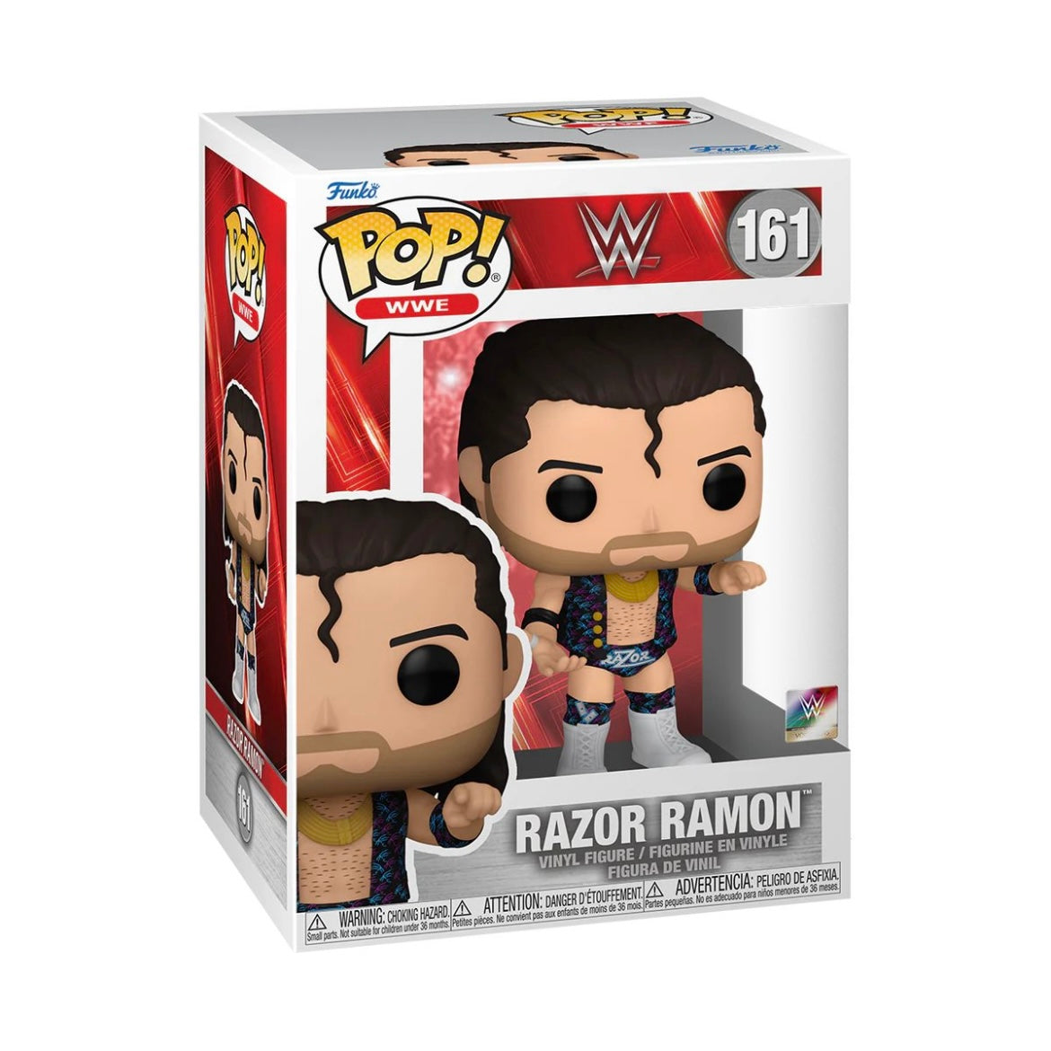Funko Pop! of Razor Ramon #161, capturing the essence of the WWE icon with intricate details and bold colors.