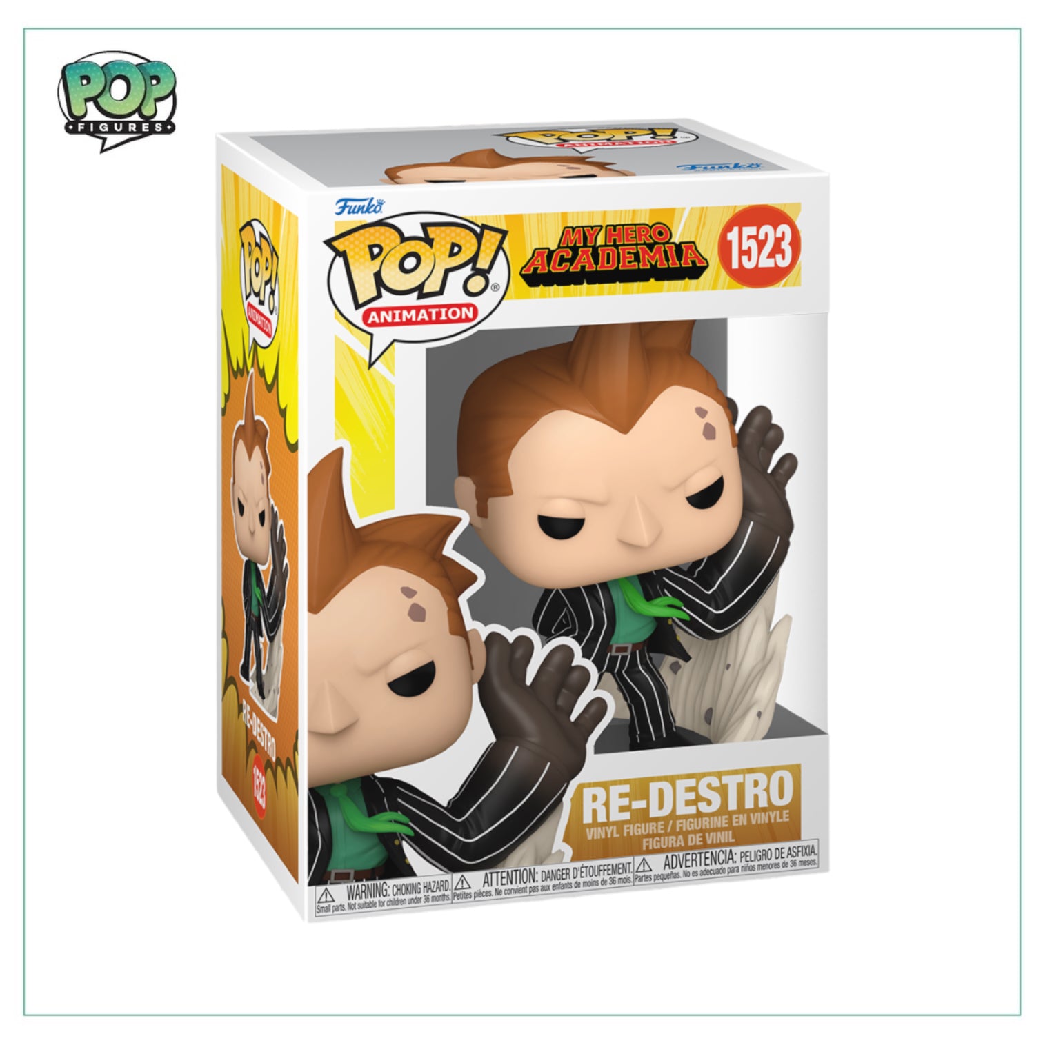 Re-Destro Funko Pop! figure from My Hero Academia, featuring a stylized character with distinctive attire and expression.