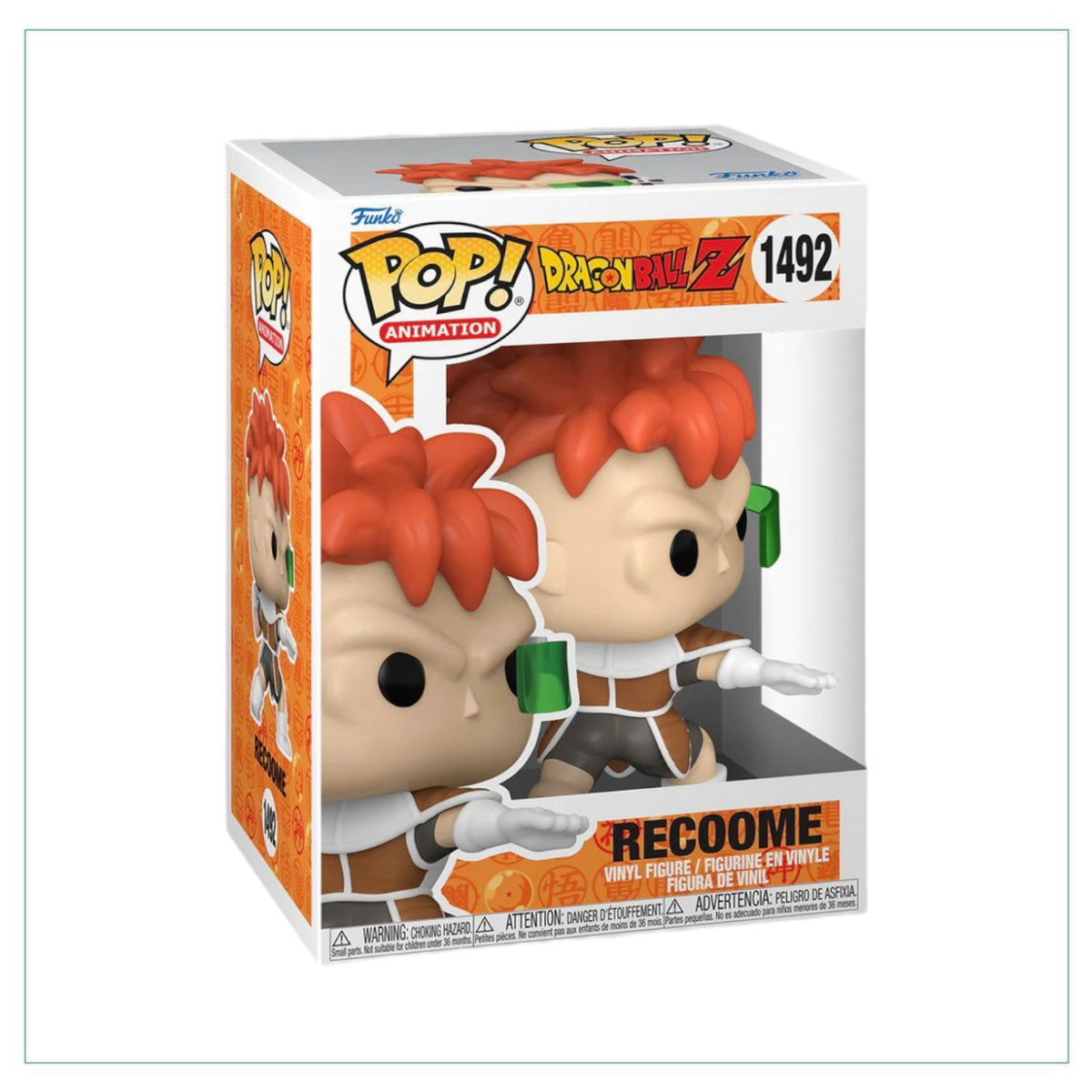 Recoome from Dragon Ball Z as a Funko Pop! toy, showing his signature pose and colorful details.