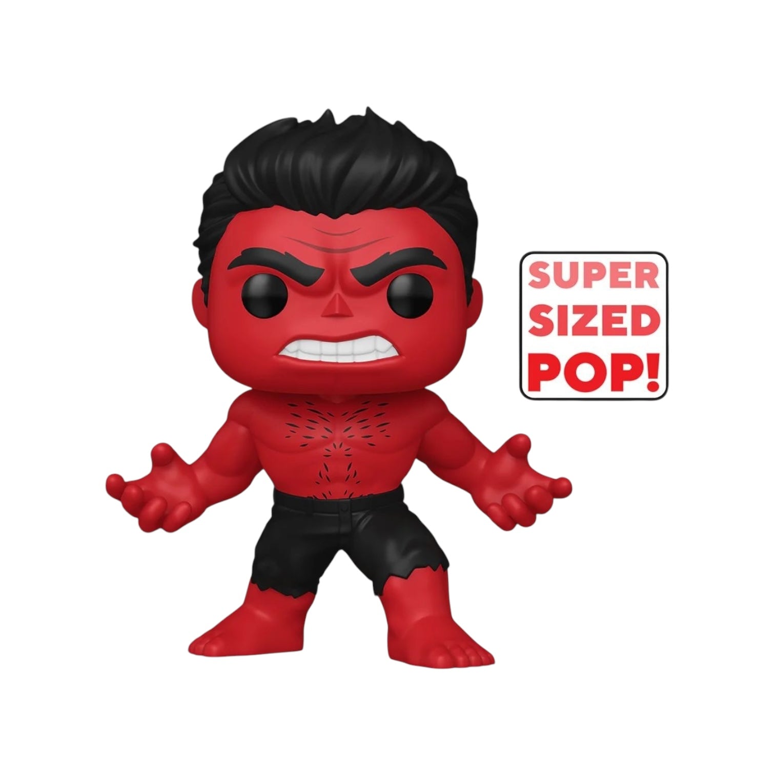 Red Hulk wearing black torn shorts