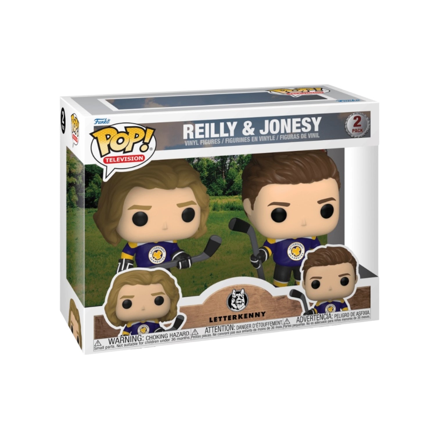 Reilly and Jonesy Funko Pop! 2-pack from Letterkenny, featuring the iconic duo in collectible vinyl figures.