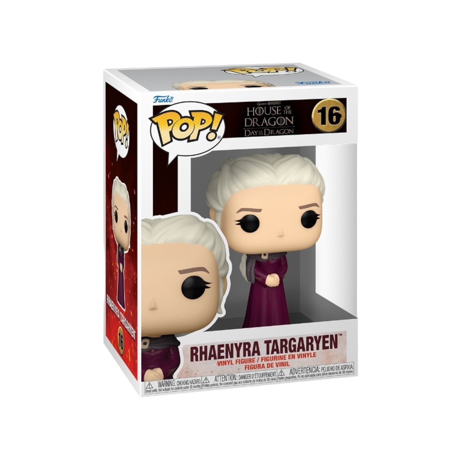 Rhaenyra Targaryen #16 Funko Pop! figure from House of the Dragon, showcasing her iconic look and vibrant colors.