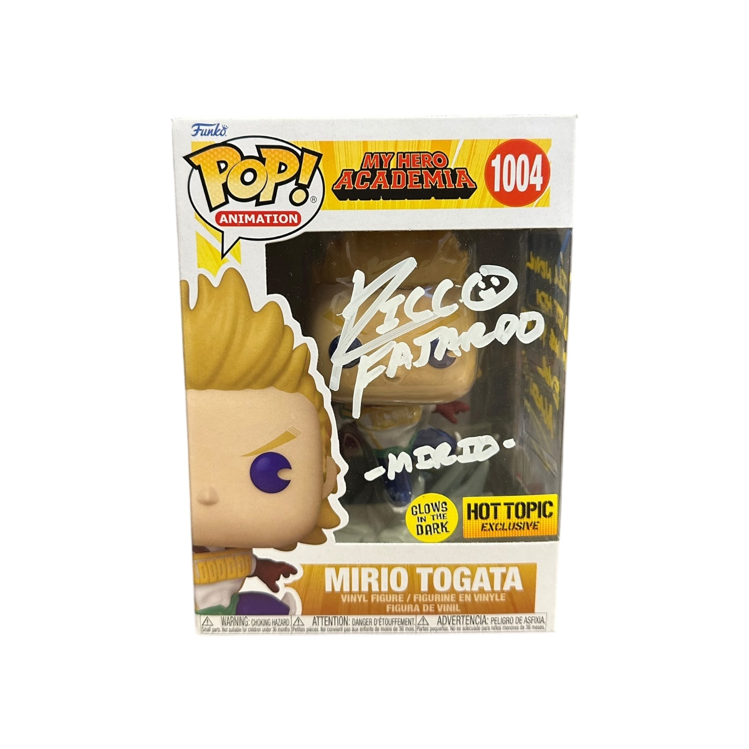 Ricco Fajardo Signed Mirio Togata #1004 (Glows in the Dark) Funko Pop! - My Hero Academia - Hot Topic Exclusive Front