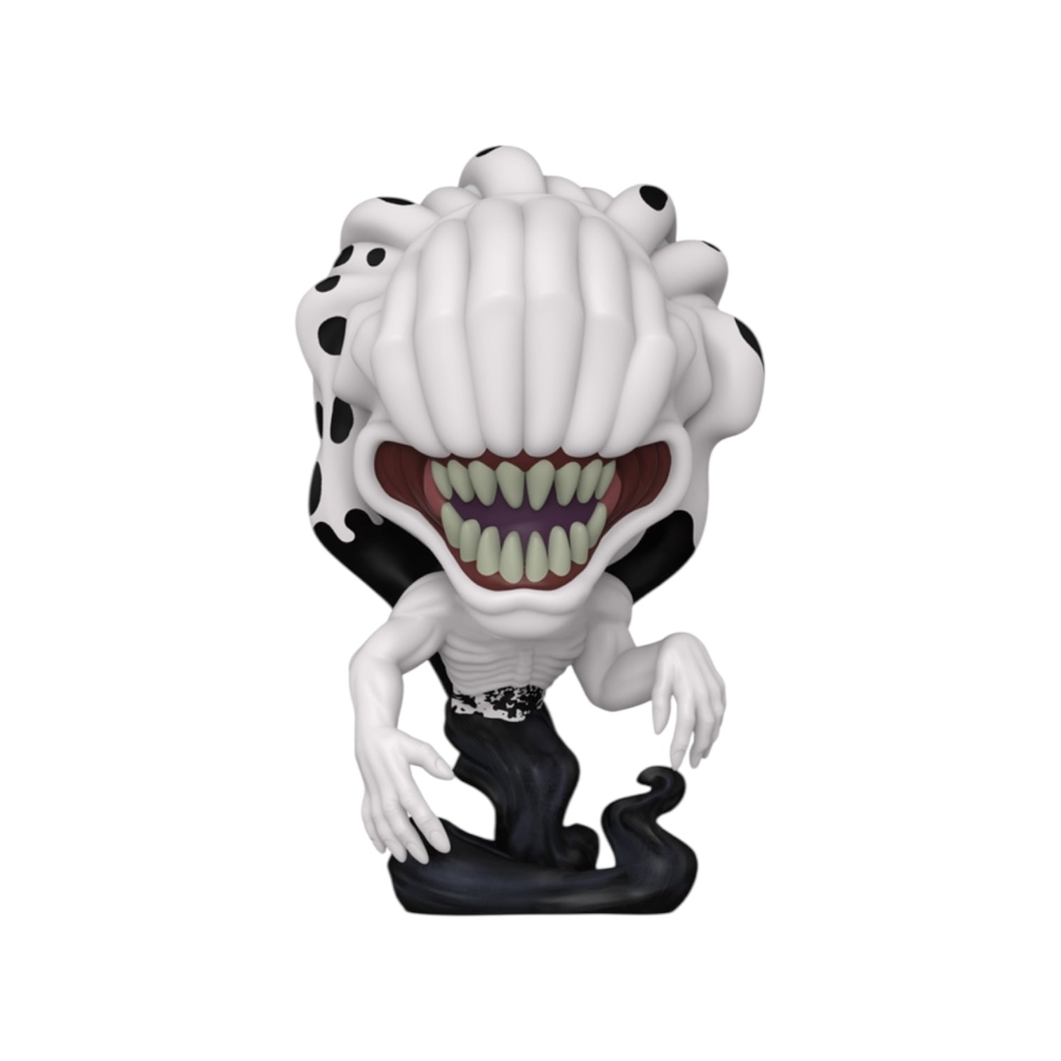 Toy figure with a white and black design on a white background