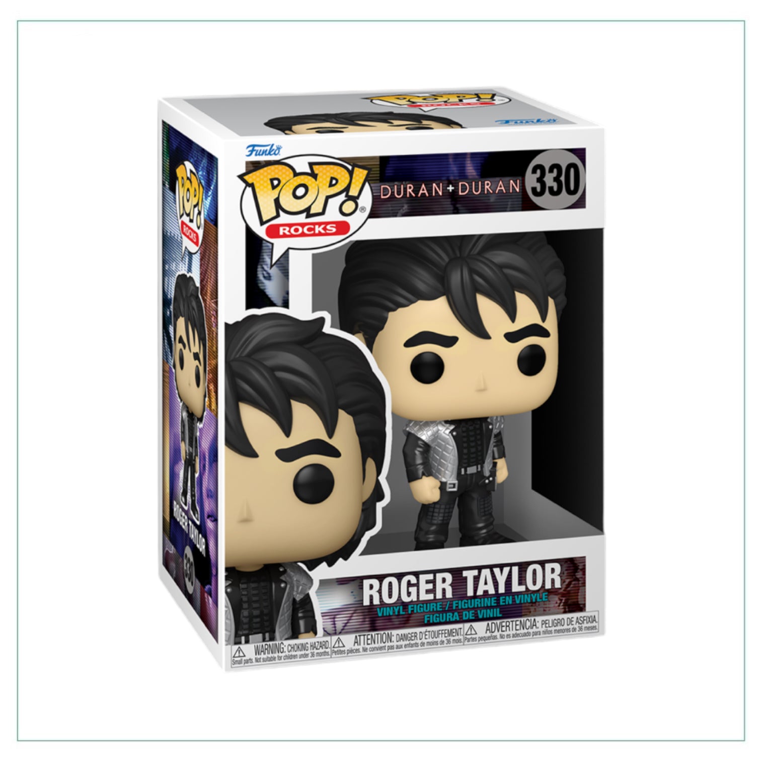 Funko Pop! figure of Roger Taylor from Queen, featuring his iconic look with a vibrant design and detailed features.