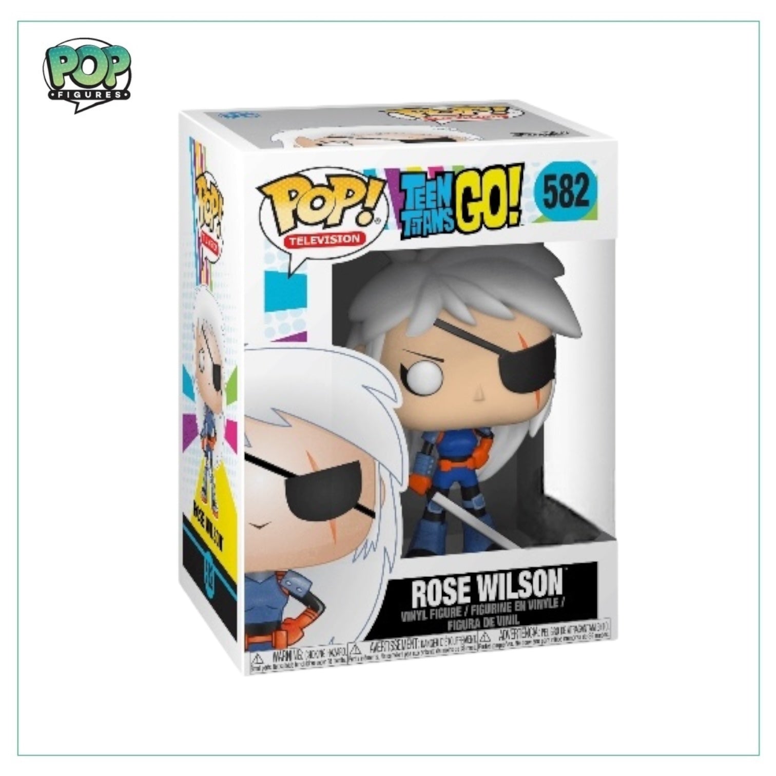 Rose Wilson #582 Funko Pop! from Teen Titans Go, featuring her unique outfit and cheerful expression in a collectible form.