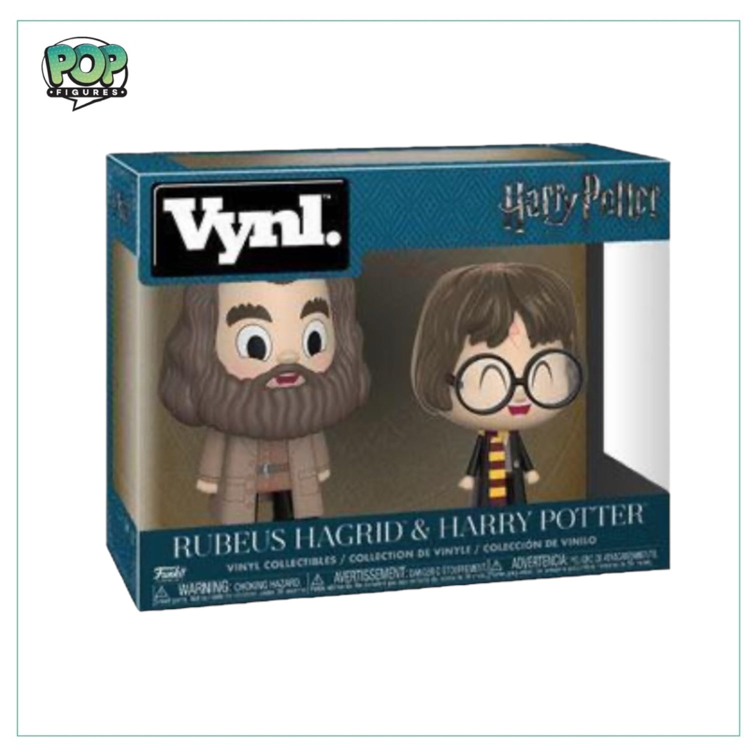 Rubeus Hagrid and Harry Potter Funko vinyl figures in a 2 pack, showcasing their iconic looks from the Harry Potter series.