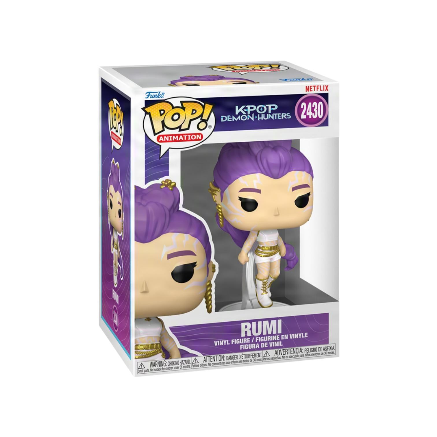 Rumi #2430 Funko Pop figure depicting a KPOP Demon Hunter with vibrant colors and detailed features.