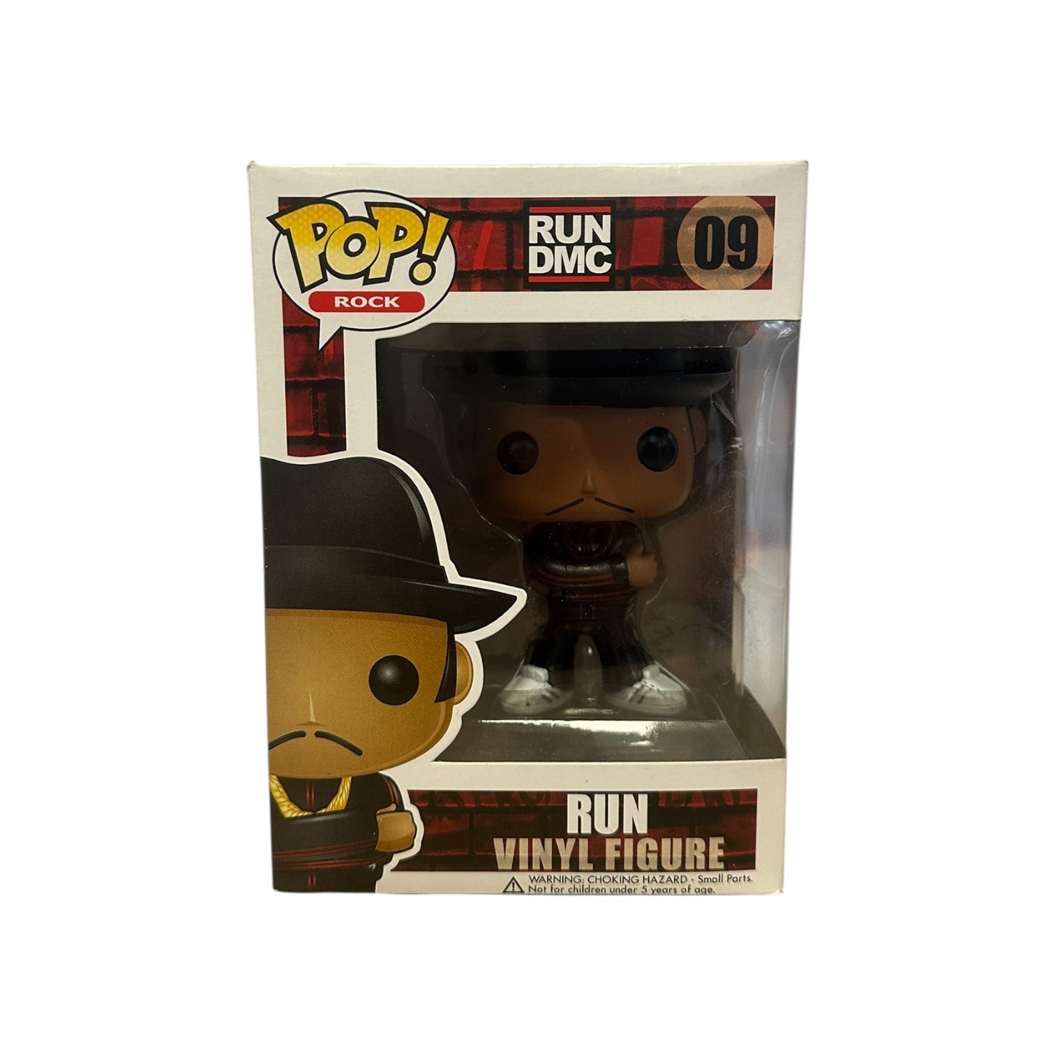 Funko Pop! vinyl figure packaging with Run DMC branding on a white background