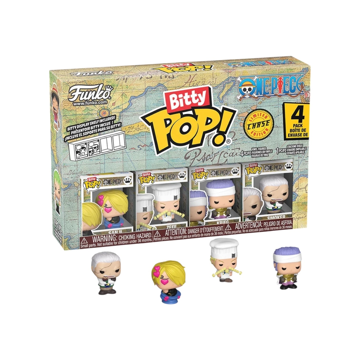 Funko Pop! Bitty Pop! packaging with figures displayed on a white background