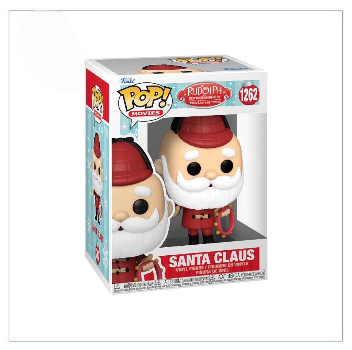 Santa Claus Funko Pop! from Rudolph the Red-Nosed Reindeer, showcasing a jolly design with classic holiday attire.