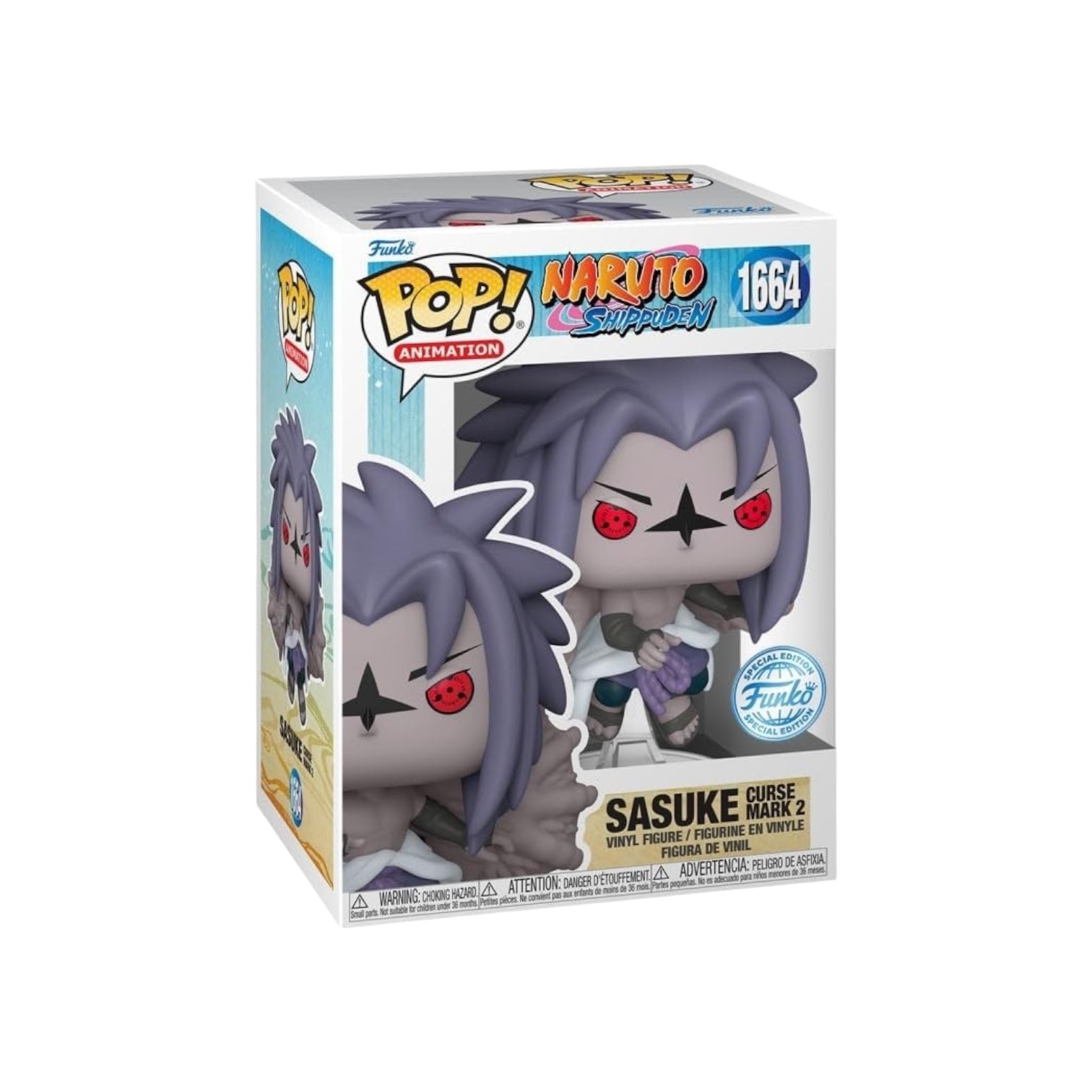 Funko Pop! vinyl figure packaging with Sasuke from Naruto on a white background