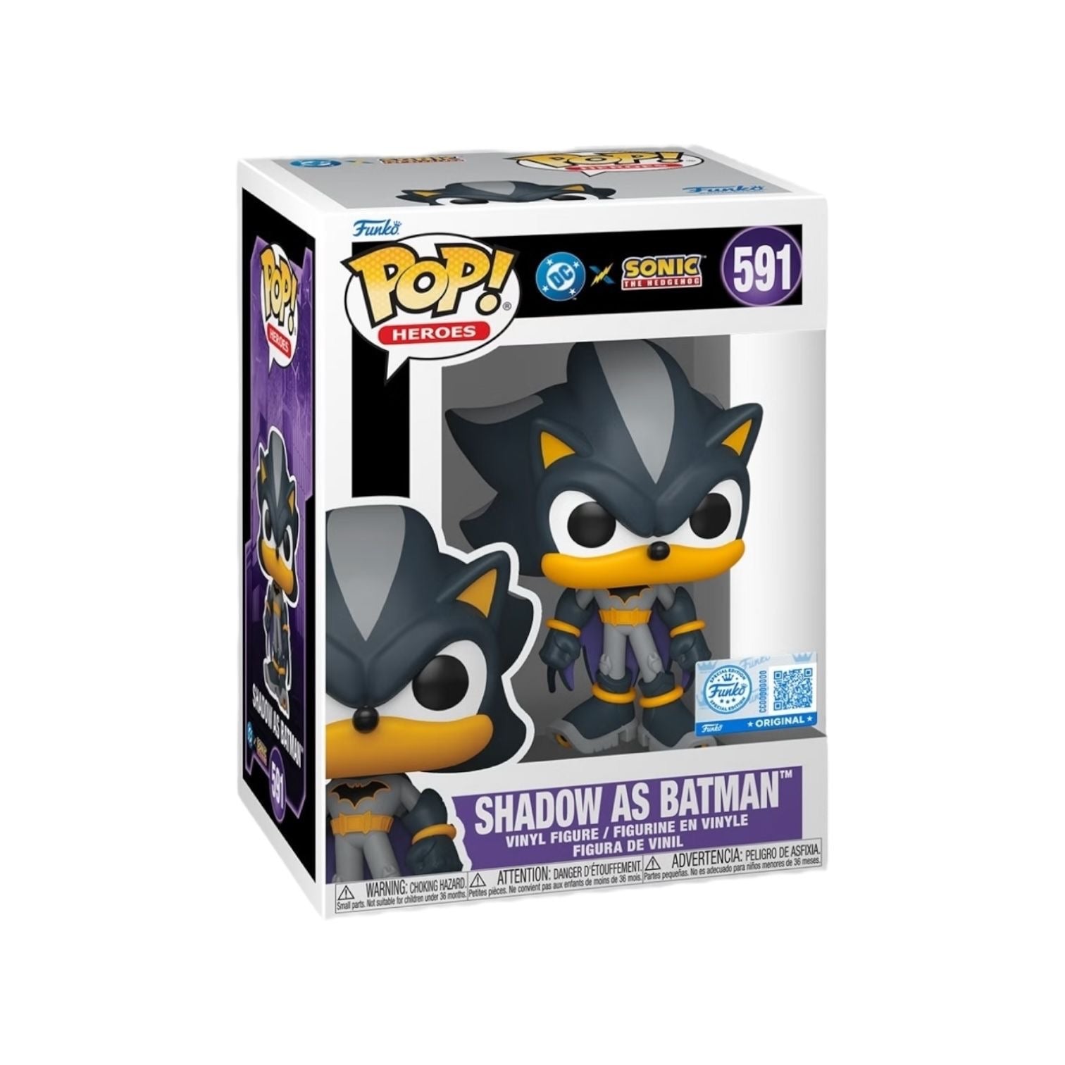 Funko Pop! vinyl figure packaging featuring Shadow as Batman from Sonic the Hedgehog.