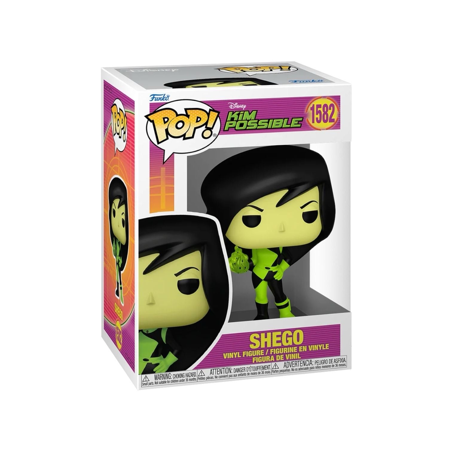 Funko Pop #1582 of Shego from Kim Possible, showcasing her signature green and black attire with a sly expression.