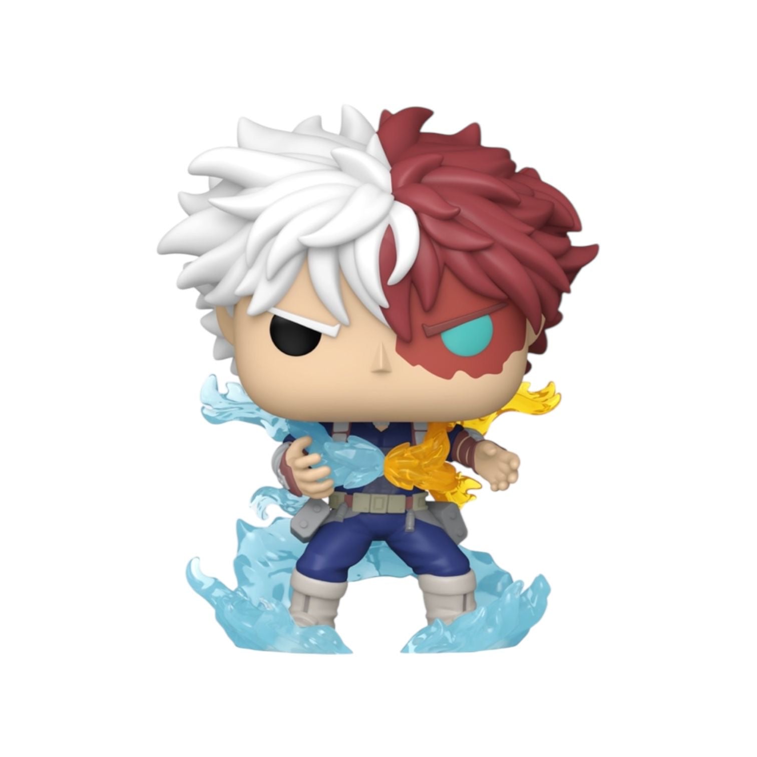 Funko Pop! vinyl figure with red and white hair, black eye patch, and blue outfit on a white background