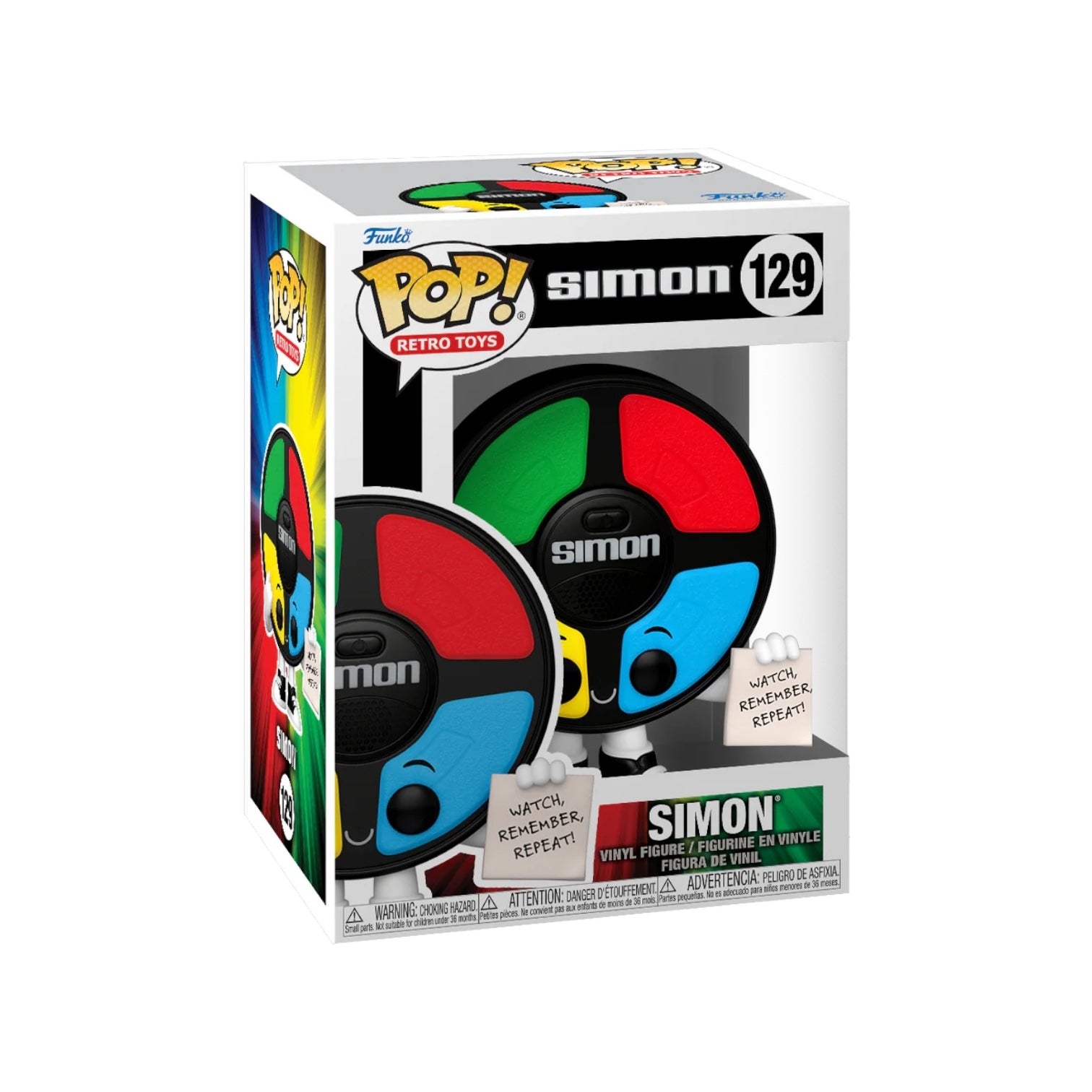 Simon #129 Funko Pop! figure from Retro Toys, featuring a colorful design and playful expression, perfect for collectors.