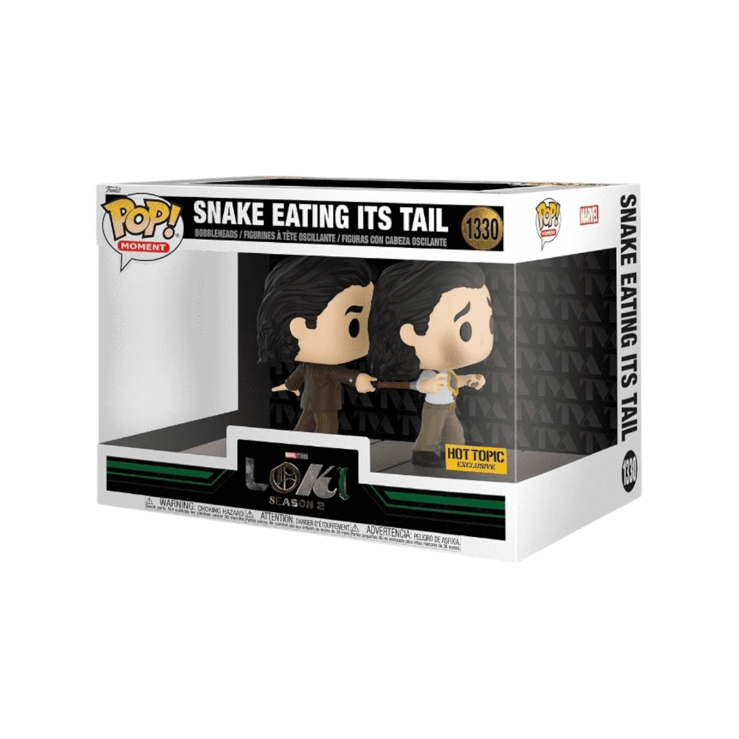 Funko Pop of Loki's snake eating its tail, a Hot Topic exclusive from Season 2, showcasing vibrant colors and details.