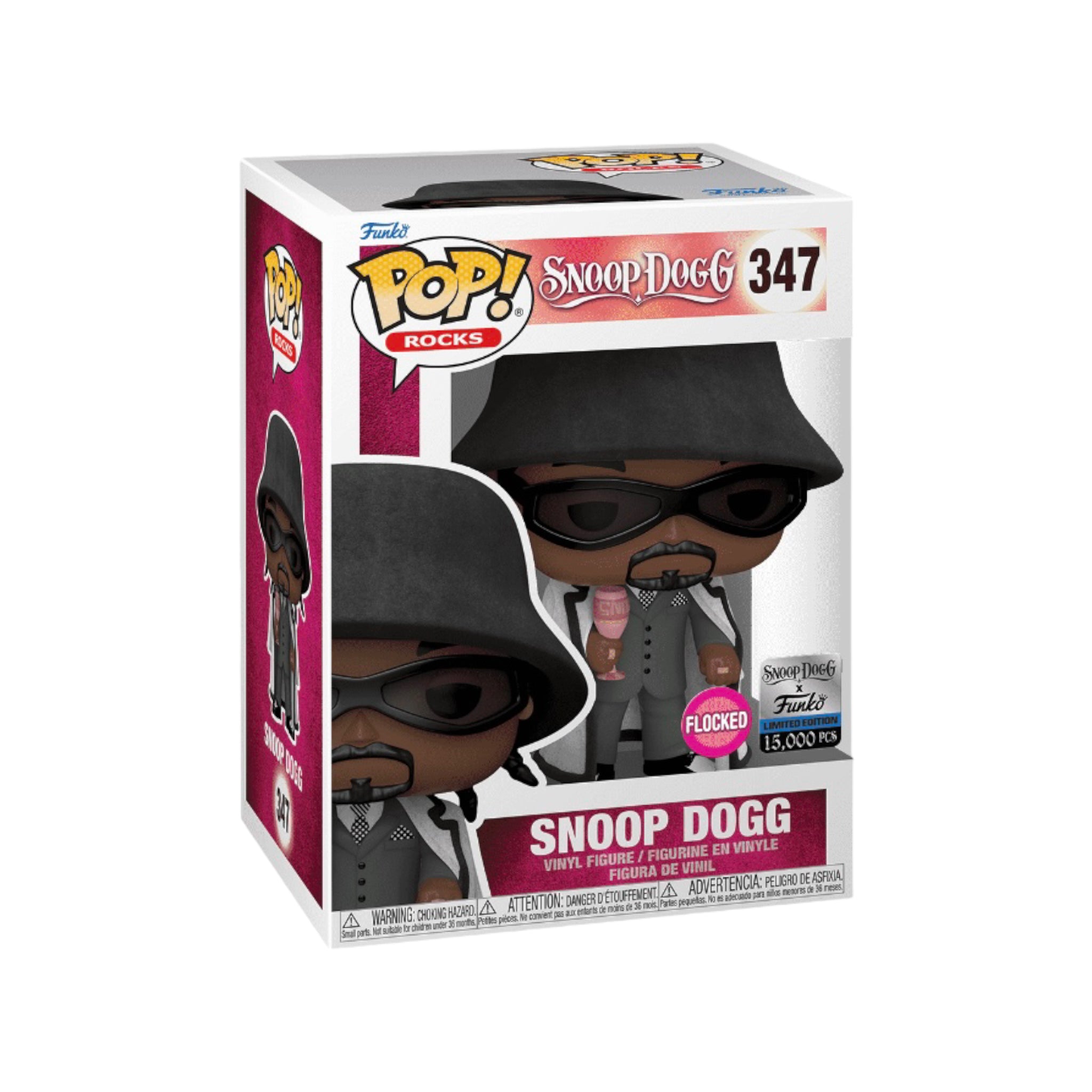 Snoop Dogg #347 Flocked Funko Pop! - Exclusive limited edition of 15,000, featuring the legendary rapper in a unique style.