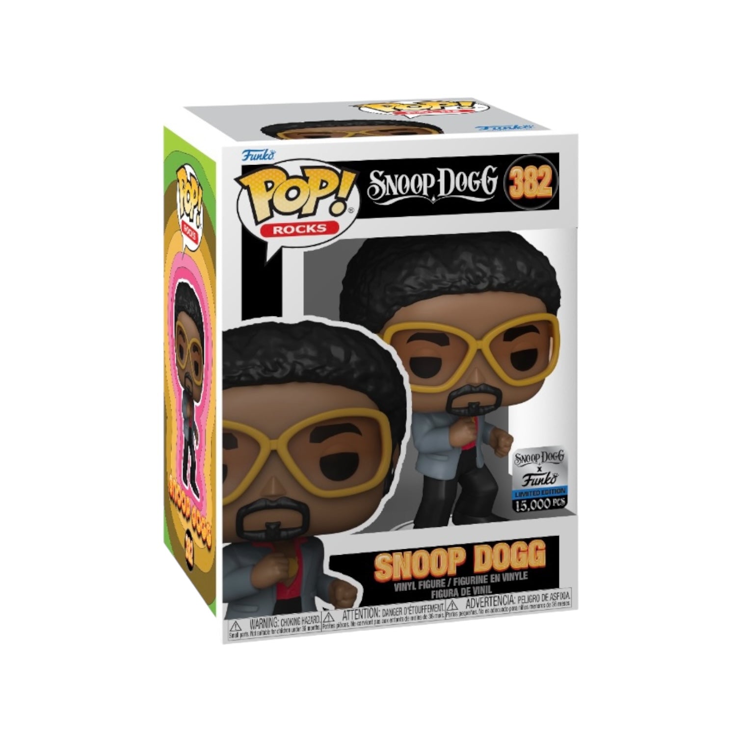 Snoop Dogg #382 Funko Pop! in disco attire, inspired by "Sensual Seduction," limited edition of 15,000 pieces.