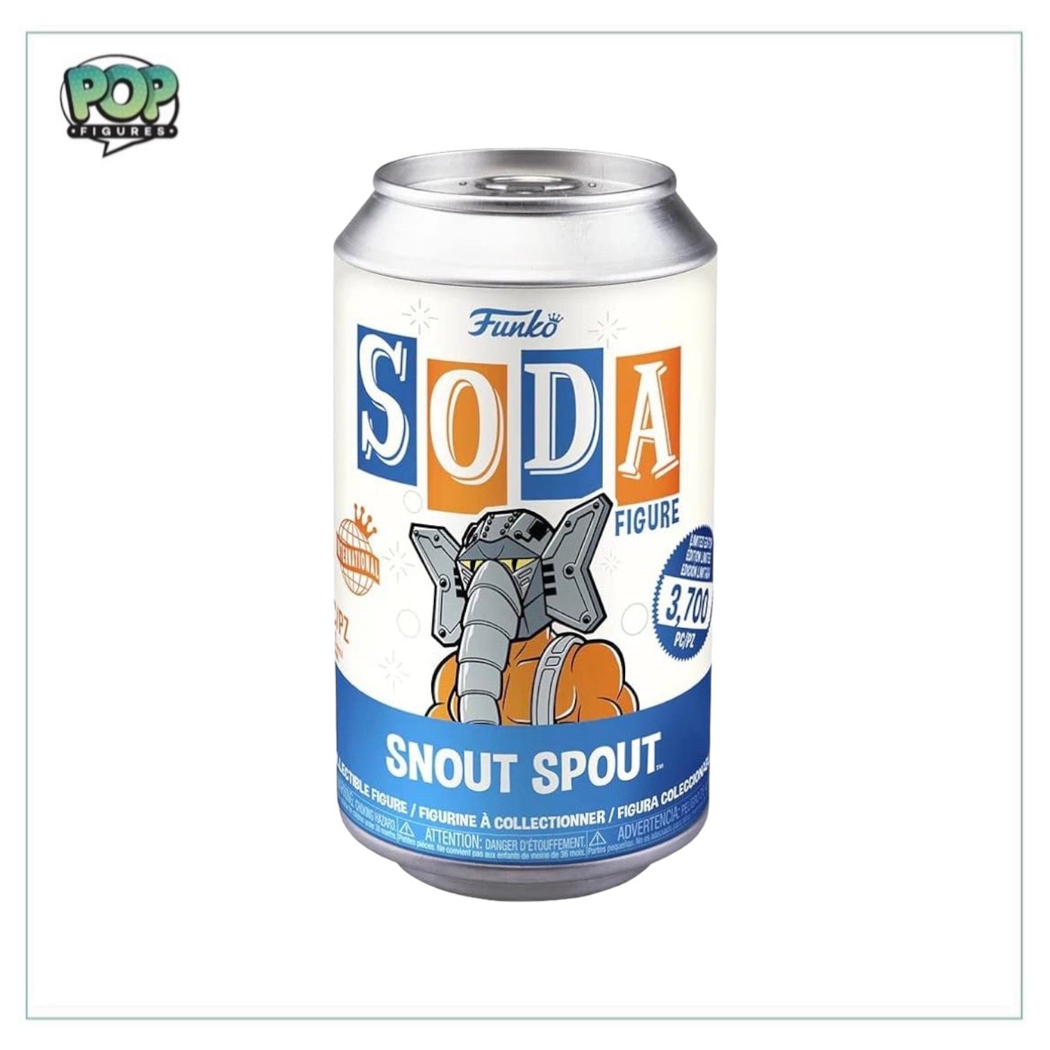 Snout Spout Funko Soda figure from Masters of the Universe, limited edition of 3700, with a chance to find a rare chase variant.