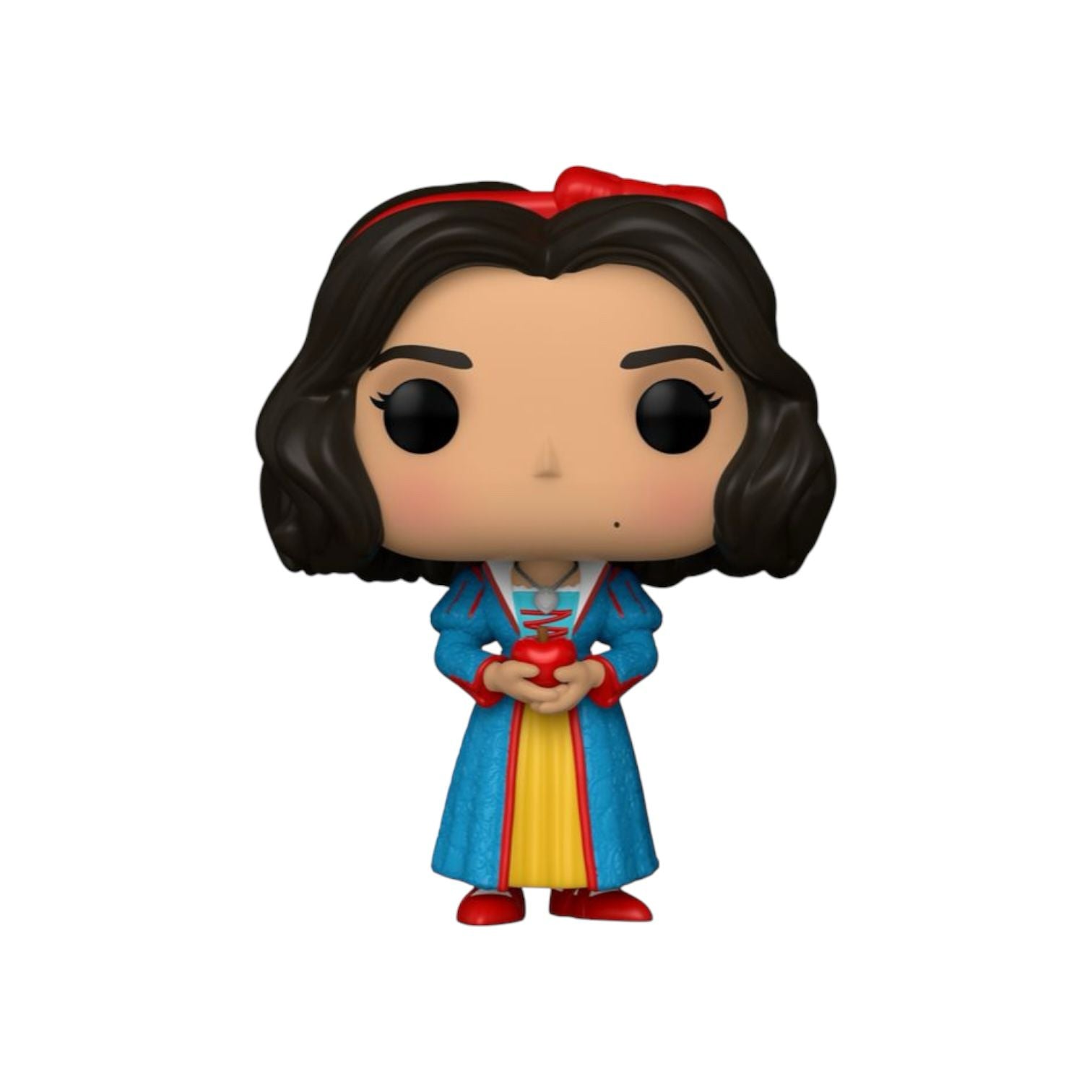 Snow white in blue red yellow dress holding a apple