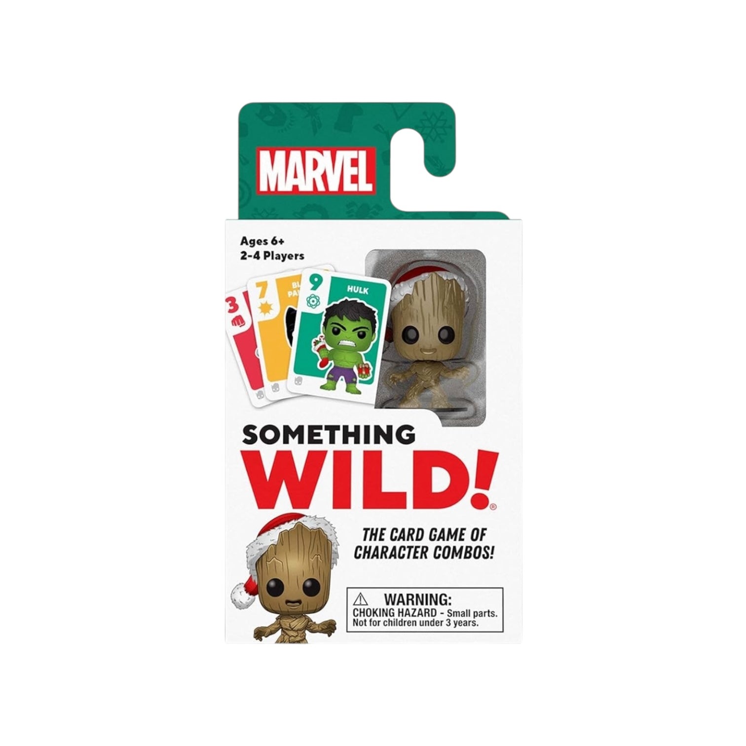 Something Wild Funko Card Game featuring Marvel characters, showcasing colorful cards and playful design elements.