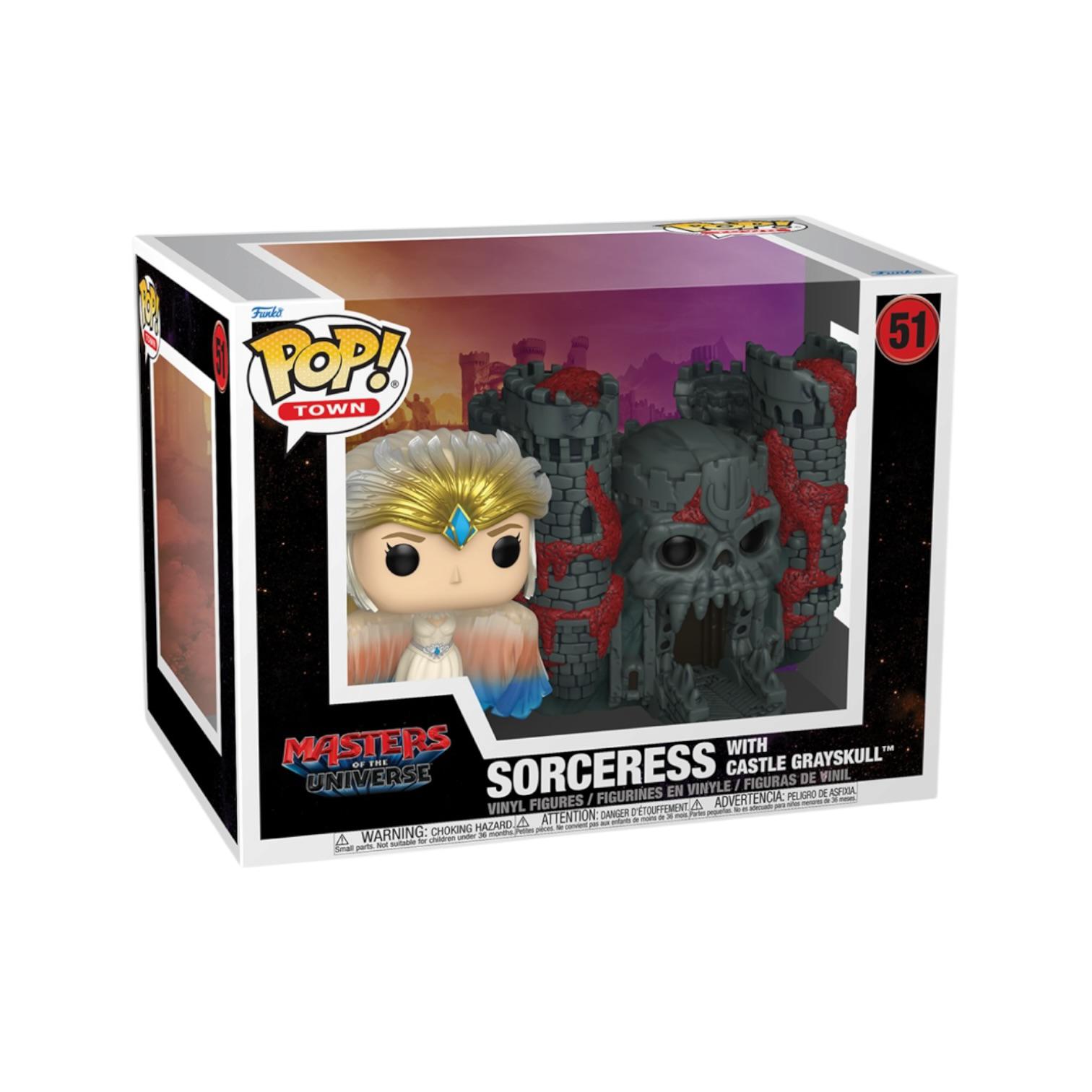 Funko Pop! vinyl figure packaging featuring Sorceress and Castle Grayskull with Pop! logo.