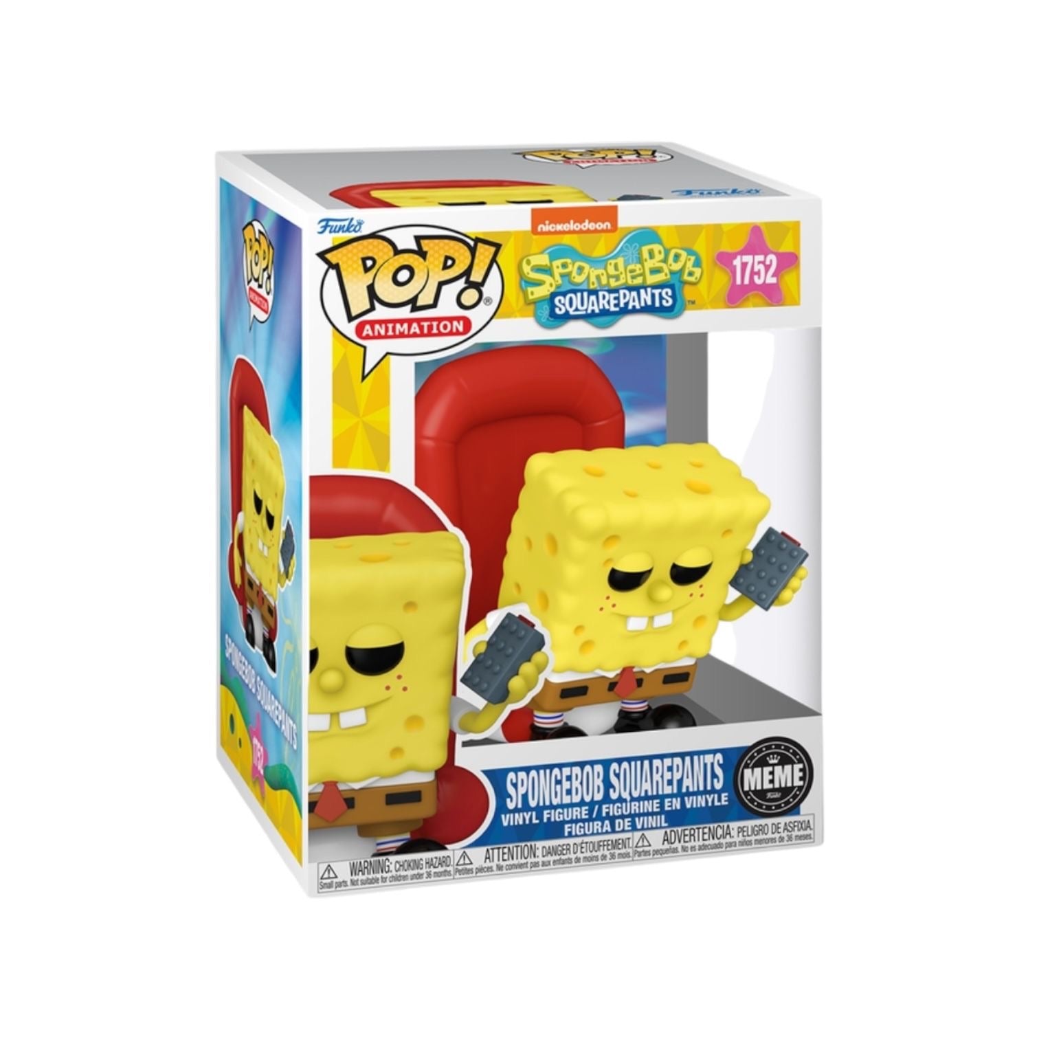 Funko Pop! packaging featuring SpongeBob SquarePants with boxing gloves on a white background