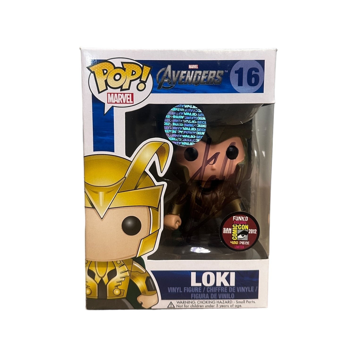 Stan Lee signed Loki #16 Funko Pop! from SDCC 2012, limited edition of 480, in 8.5/10 condition, Excelsior approved.