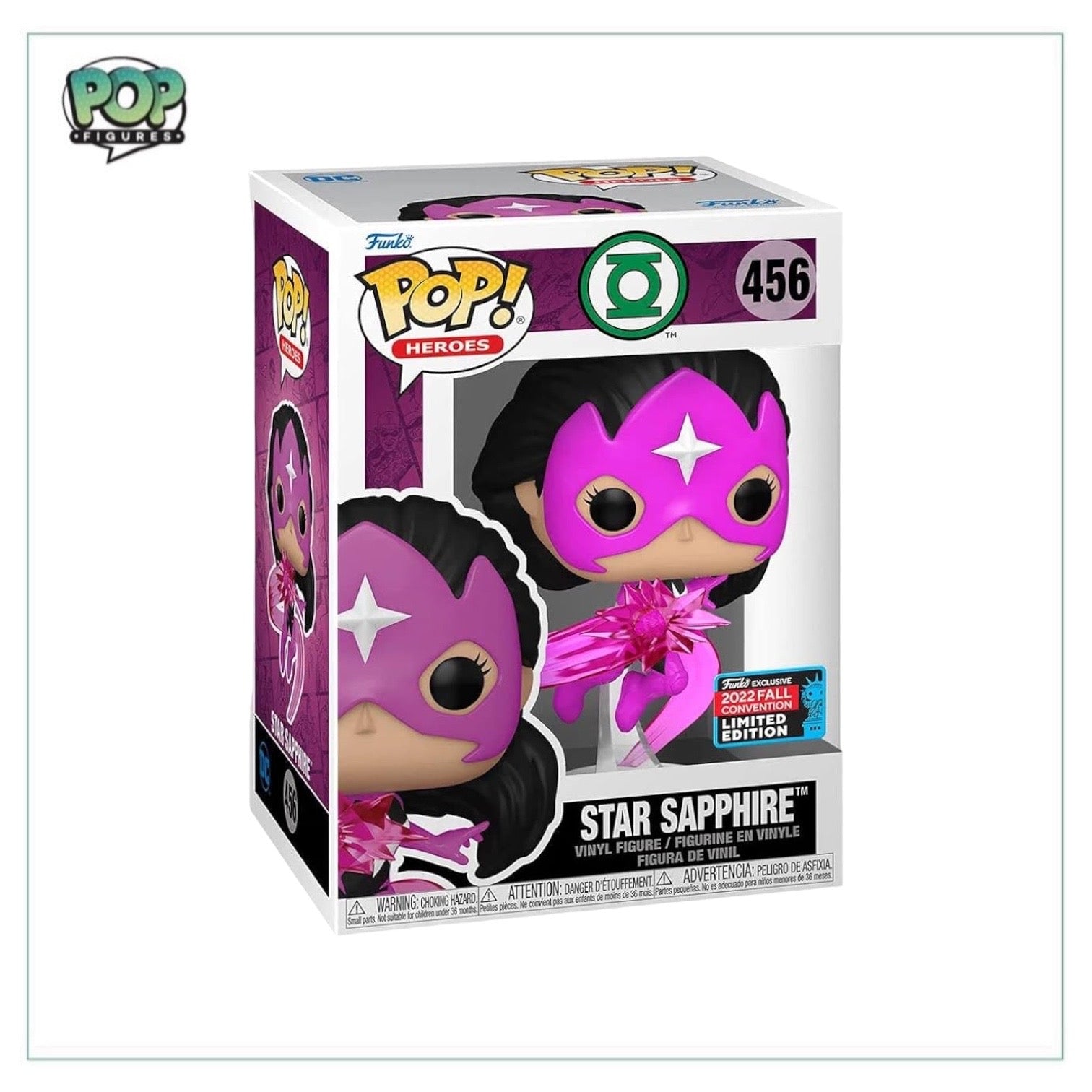 Star Sapphire #456 Funko Pop! from Green Lantern, exclusive to NYCC 2022, featuring a vibrant design and iconic details.