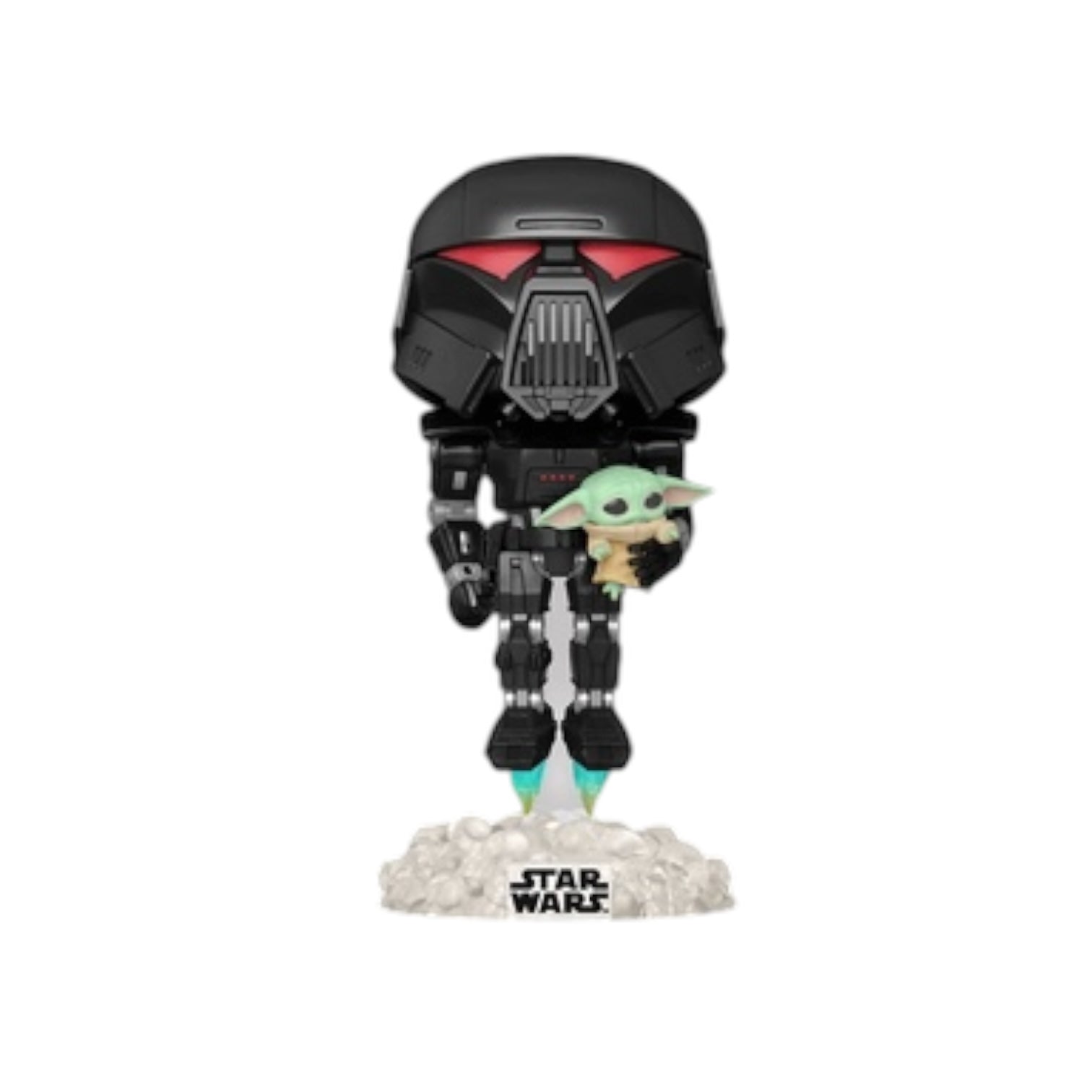 Star Wars Dark Trooper holding Grogu
